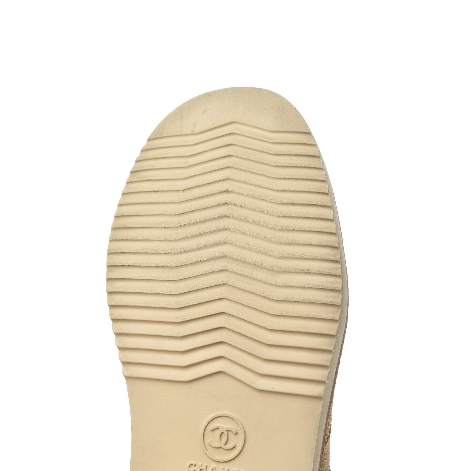 chanel lace up boots beige