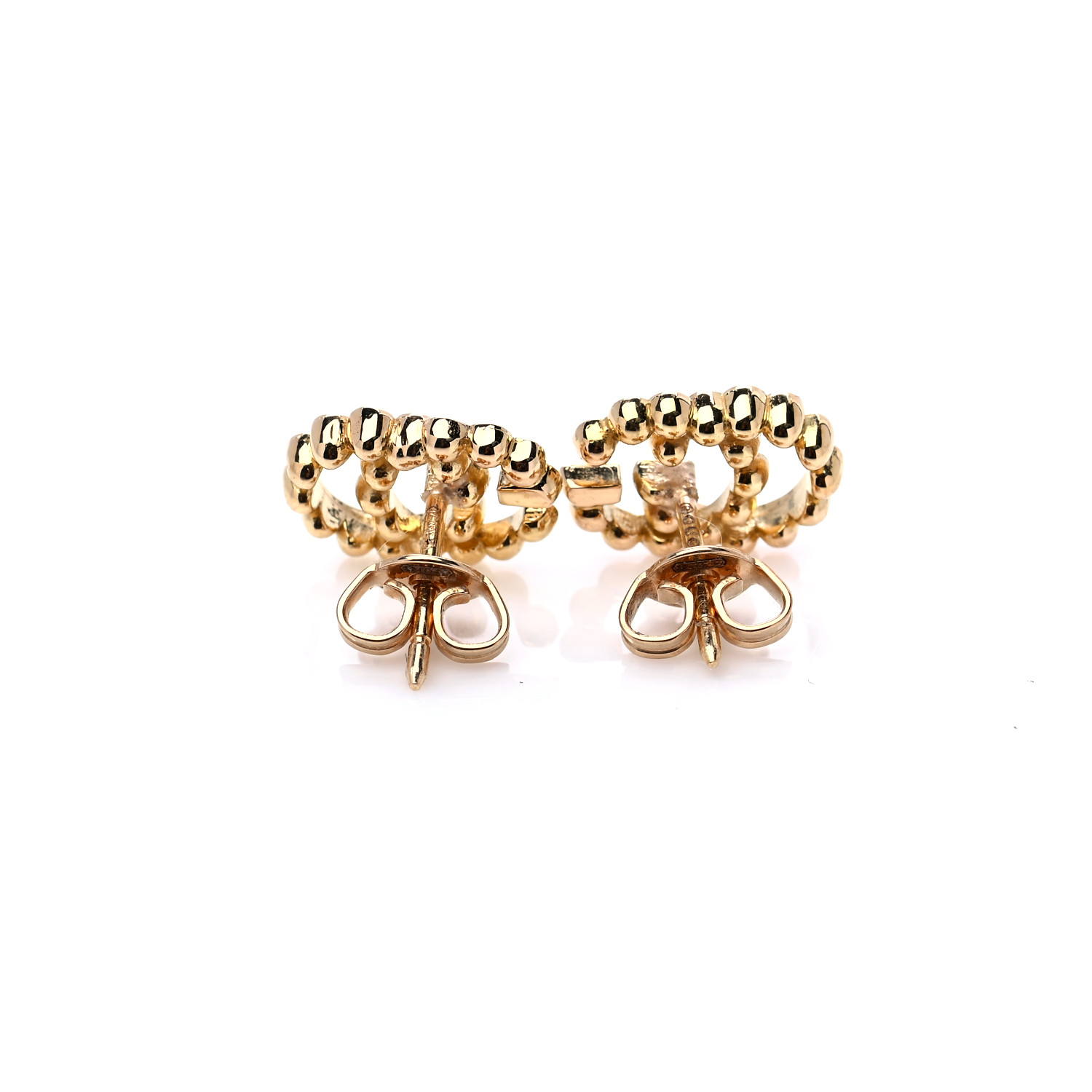 GUCCI 18K Yellow Gold Running G Scalloped Stud Earrings 765604 ...
