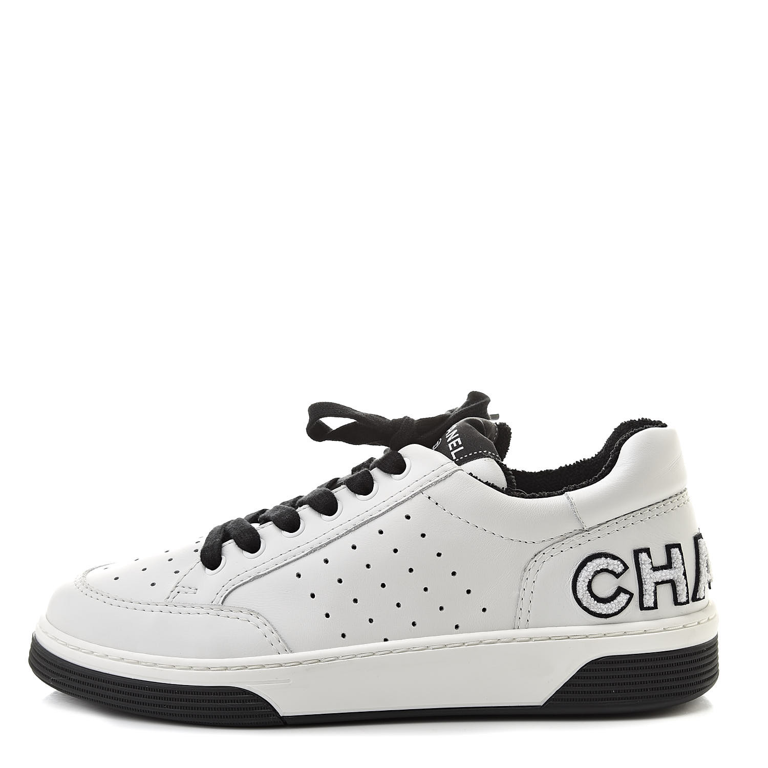 chanel black and white tennis shoes