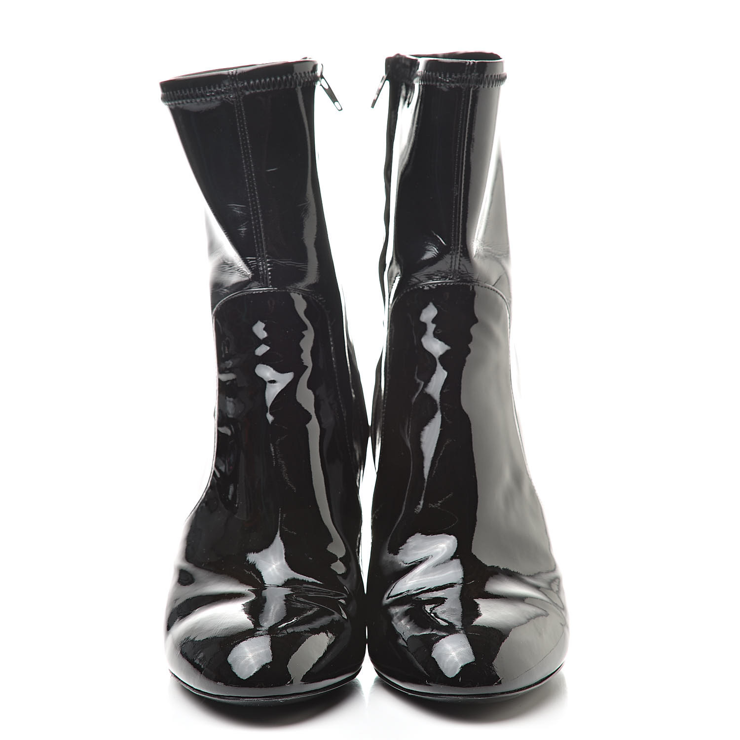 LOUIS VUITTON Patent Uniformes Silhouette Ankle Boots 38.5 Black 522734