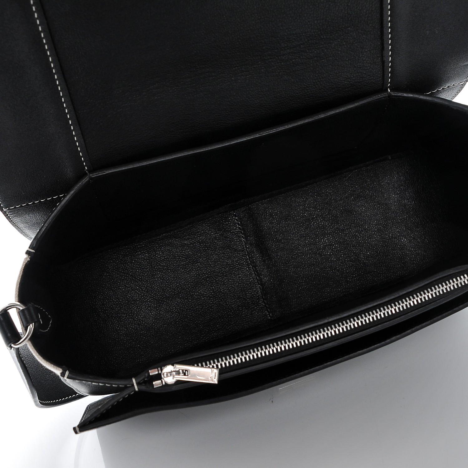 CELINE Shiny Smooth Calfskin Cotton Medium Frame Shoulder Bag Black ...