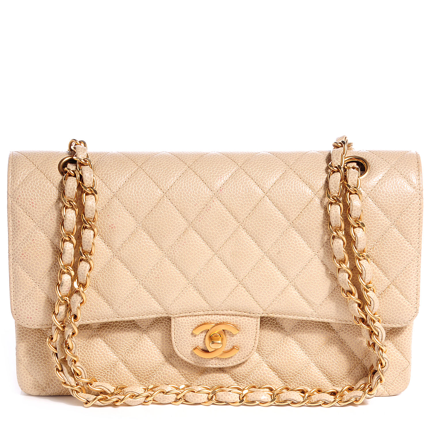 chanel classic flap bolsa caviar medium beige