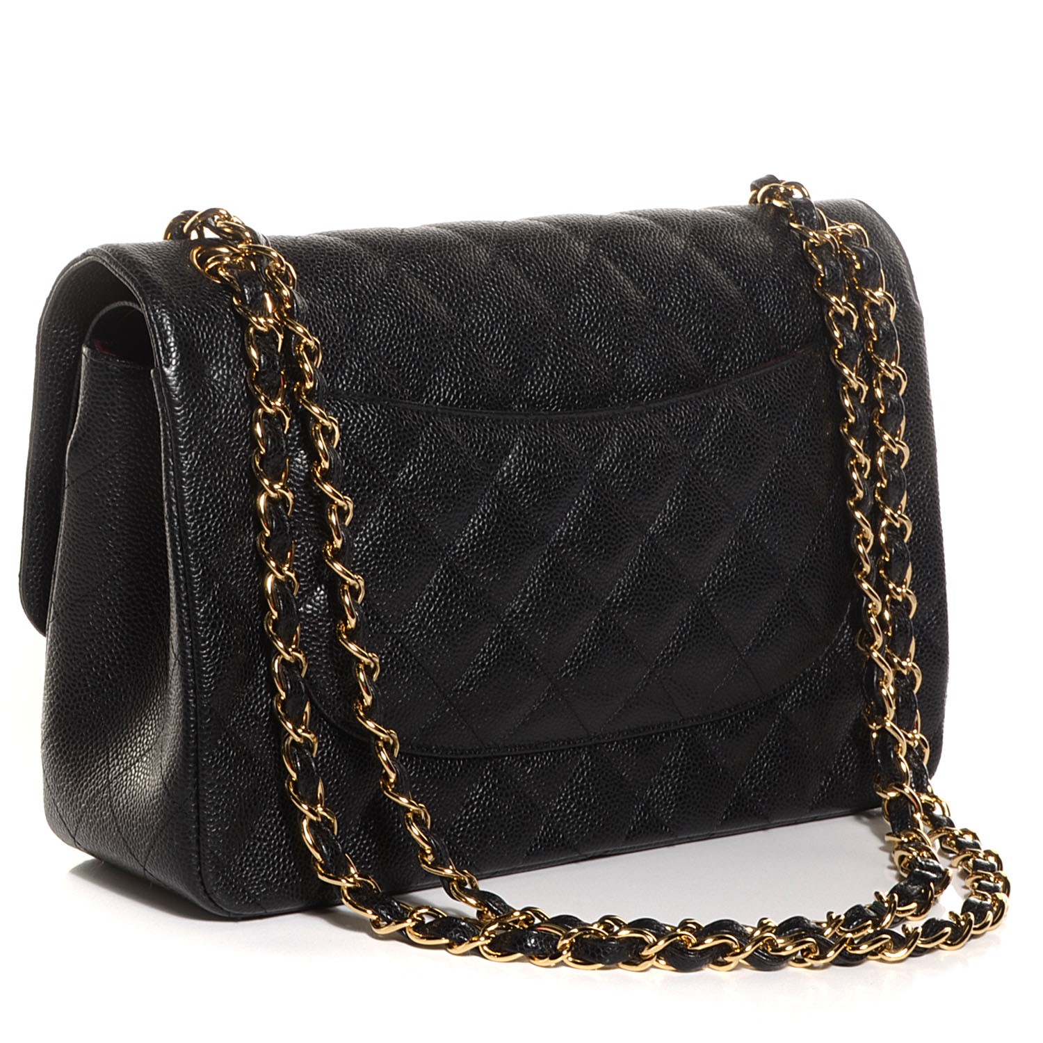 CHANEL Caviar Quilted Jumbo Double Flap Black 96539