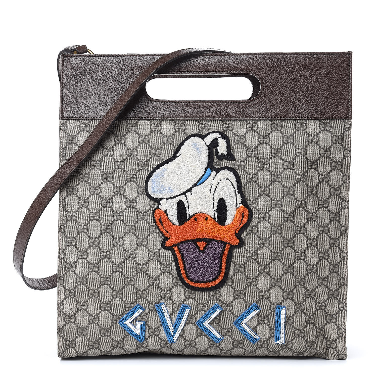 GUCCI GG Supreme Monogram Donald Duck Soft Tote Brown 450466