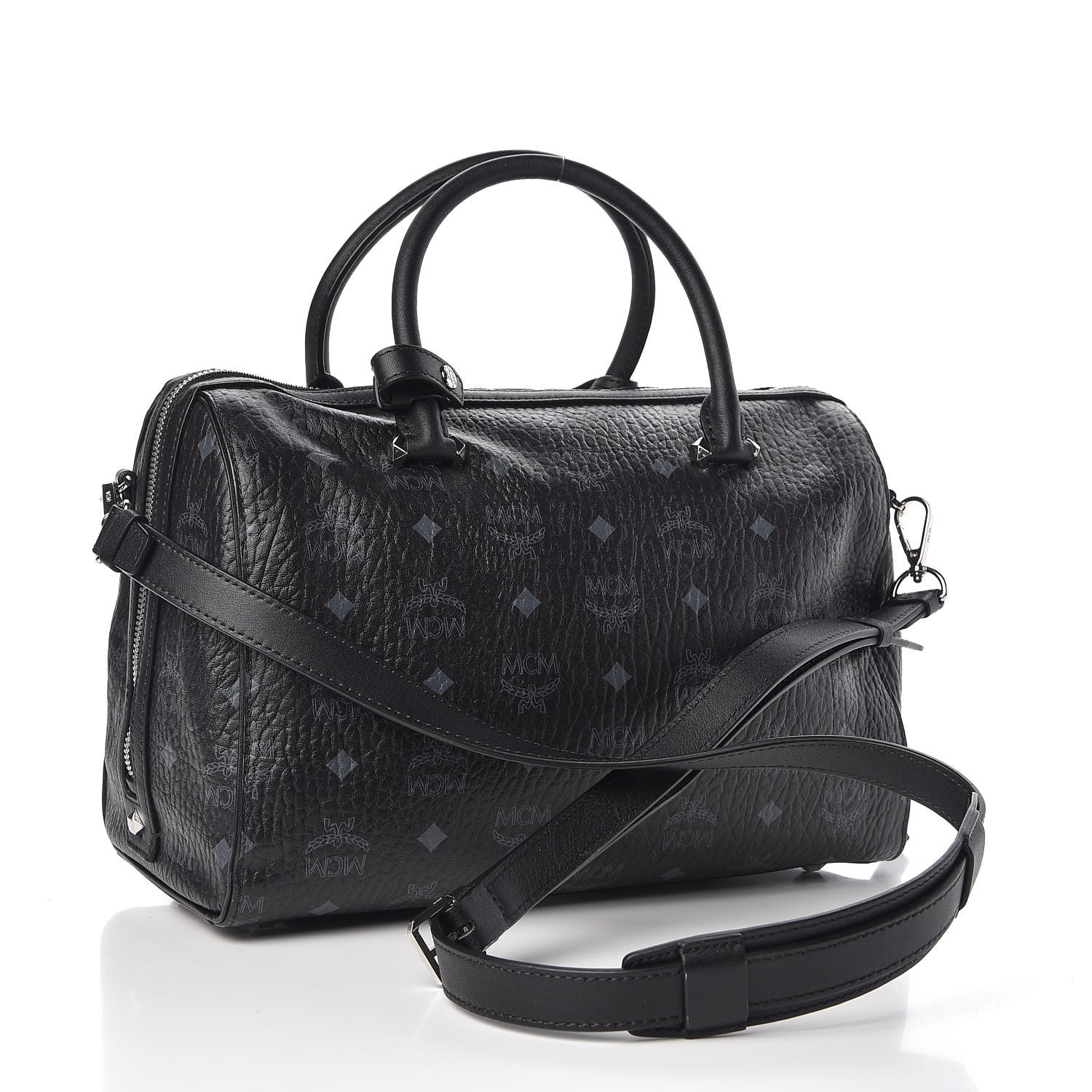 MCM Visetos Medium Essential Boston Bag Black 324734