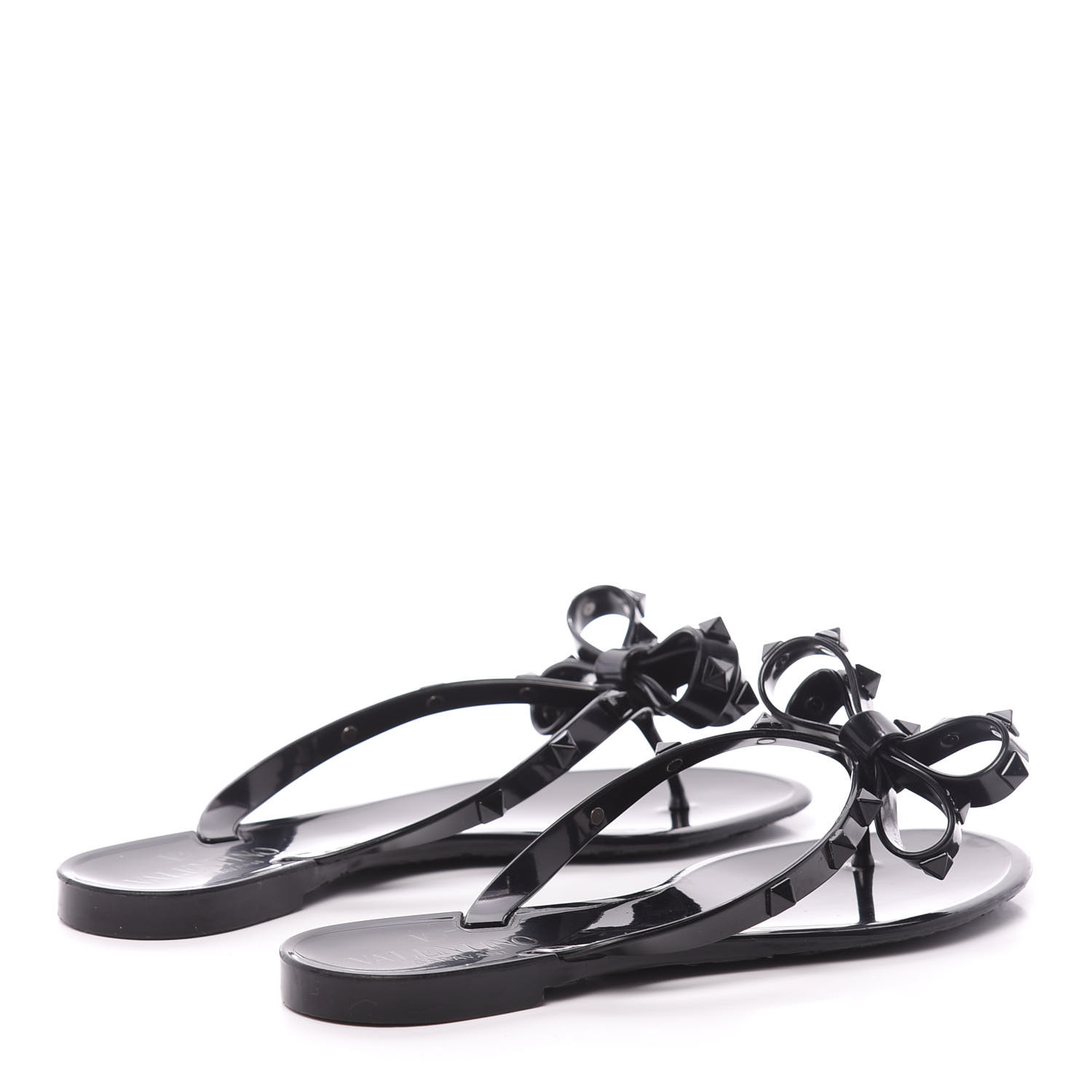 valentino rockstud bow jelly thong sandals