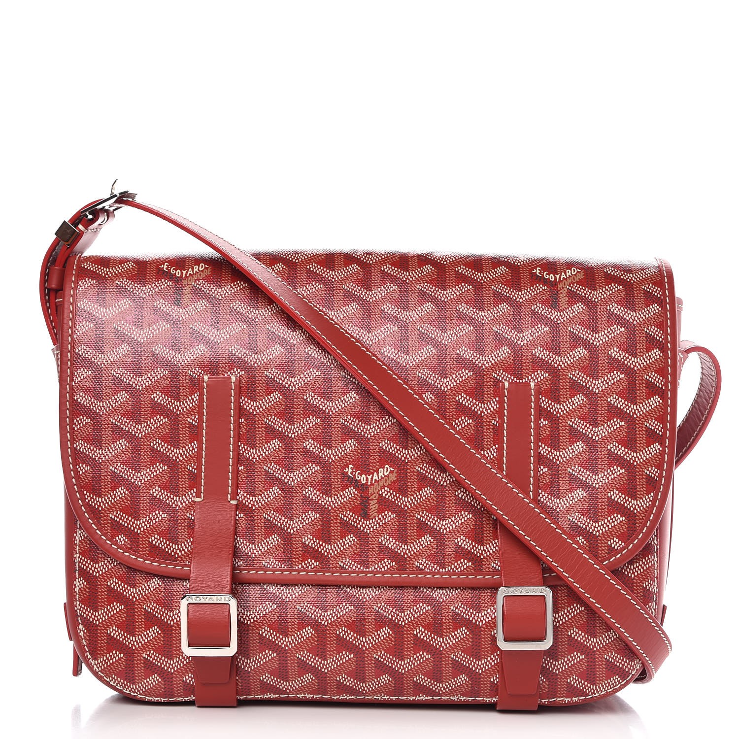 GOYARD Goyardine Belvedere MM Messenger Bag Red 308641