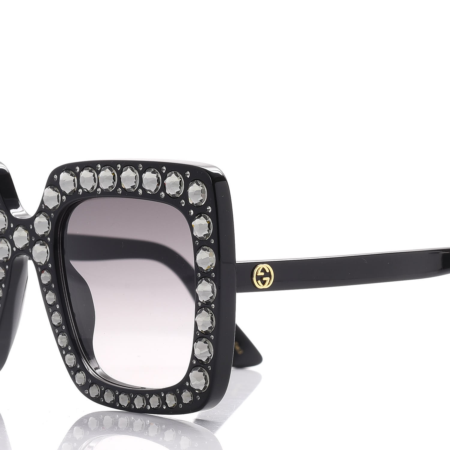 Gucci Acetate Crystal Oversize Sunglasses Gg0148s Black 267151