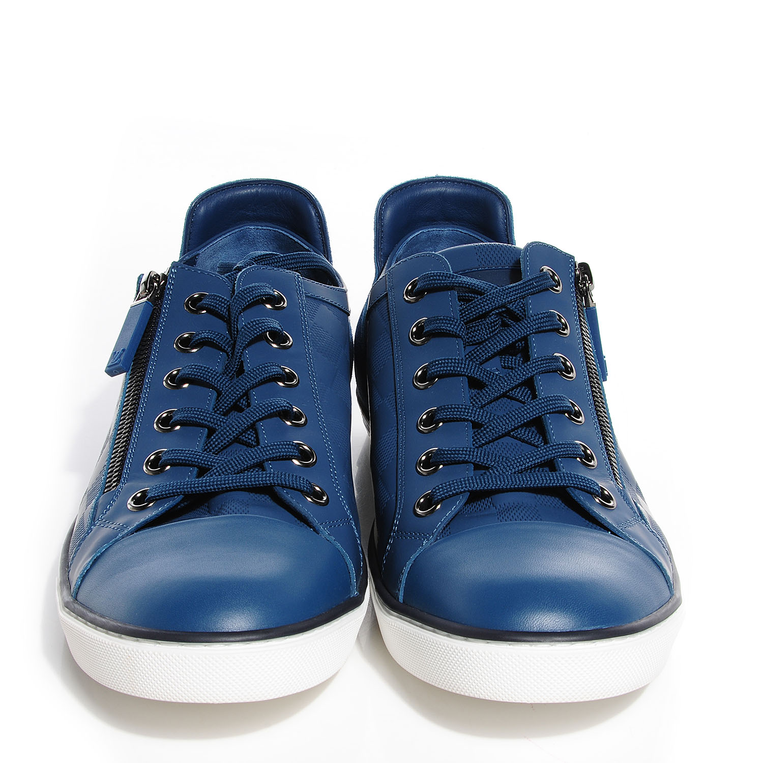 LOUIS VUITTON Mens Damier Challenge Zip Up Sneakers 9 Bleu 89740