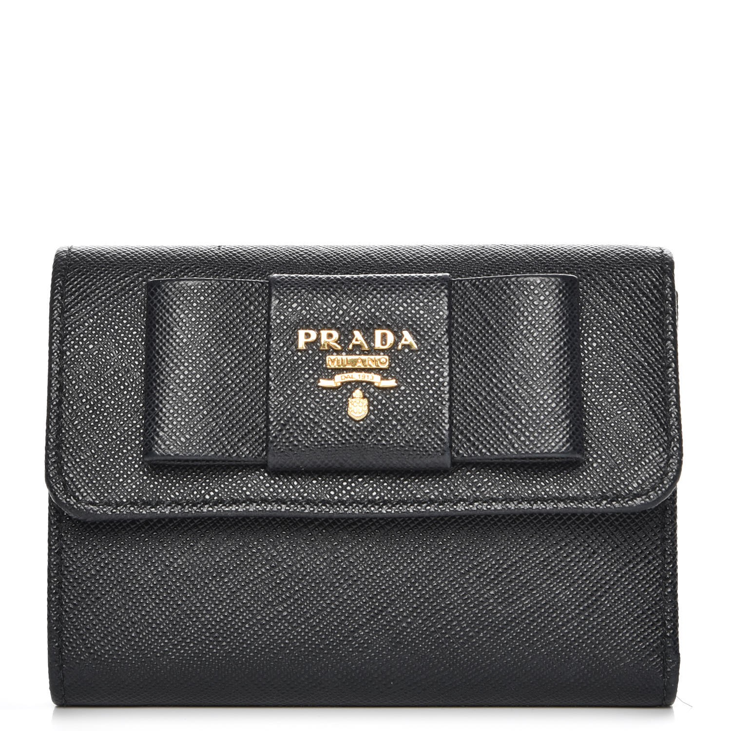 prada saffiano fiocco bow wallet