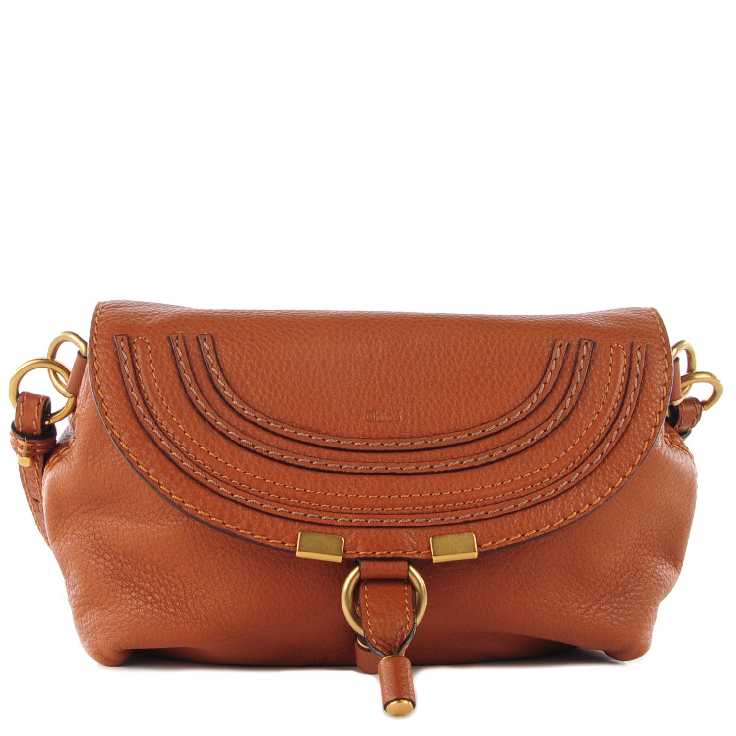 CHLOE Calfskin Marcie Pochette Crossbody Bag Tan 114742