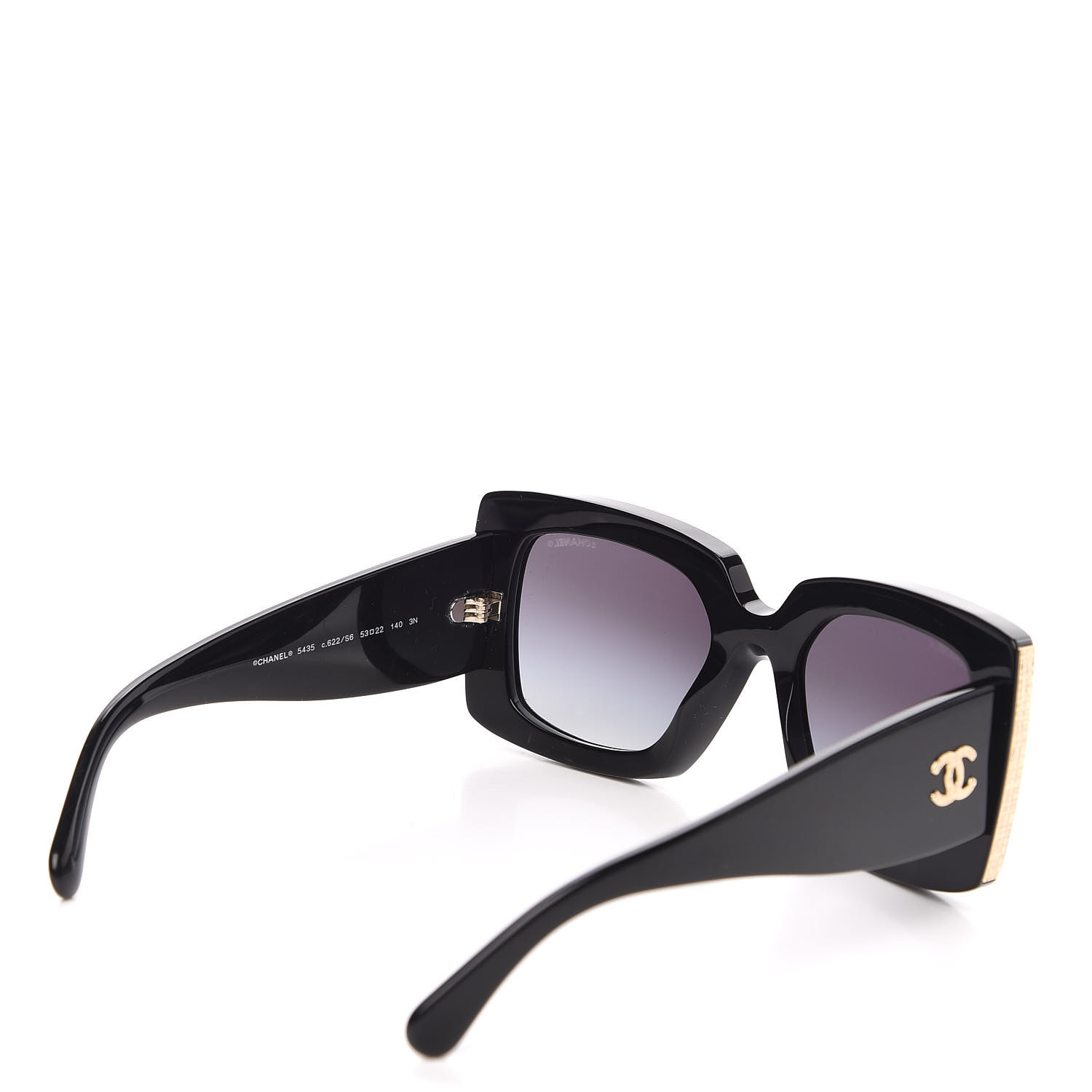 CHANEL Acetate Rectangle Sunglasses 5435 Black 607963