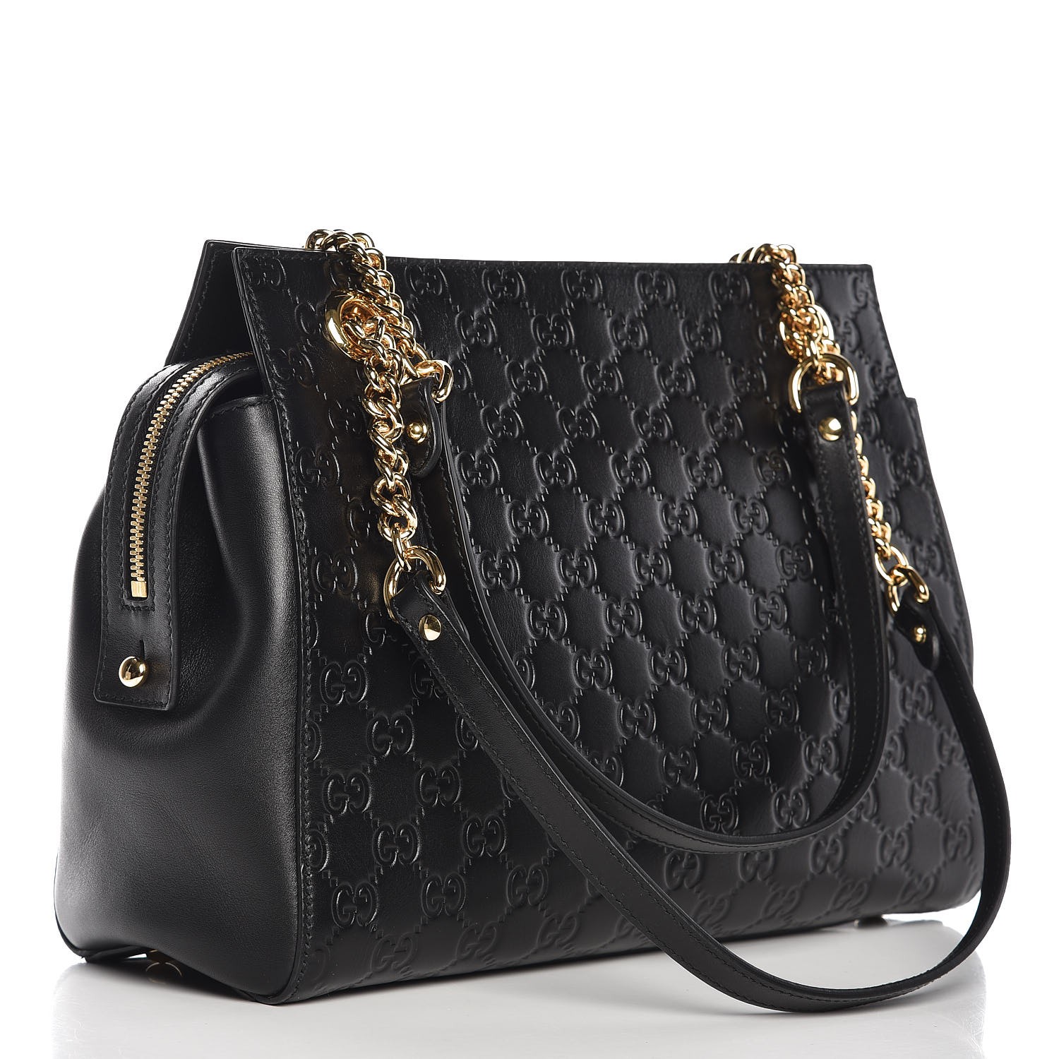 GUCCI Guccissima Medium Signature Shoulder Bag Black 275780