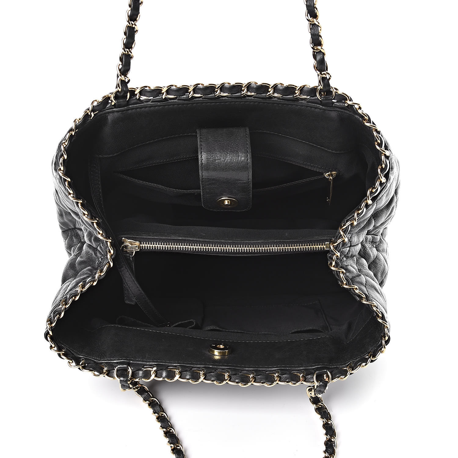 CHANEL Calfskin Quilted Small Chain Me Tote Black 433357