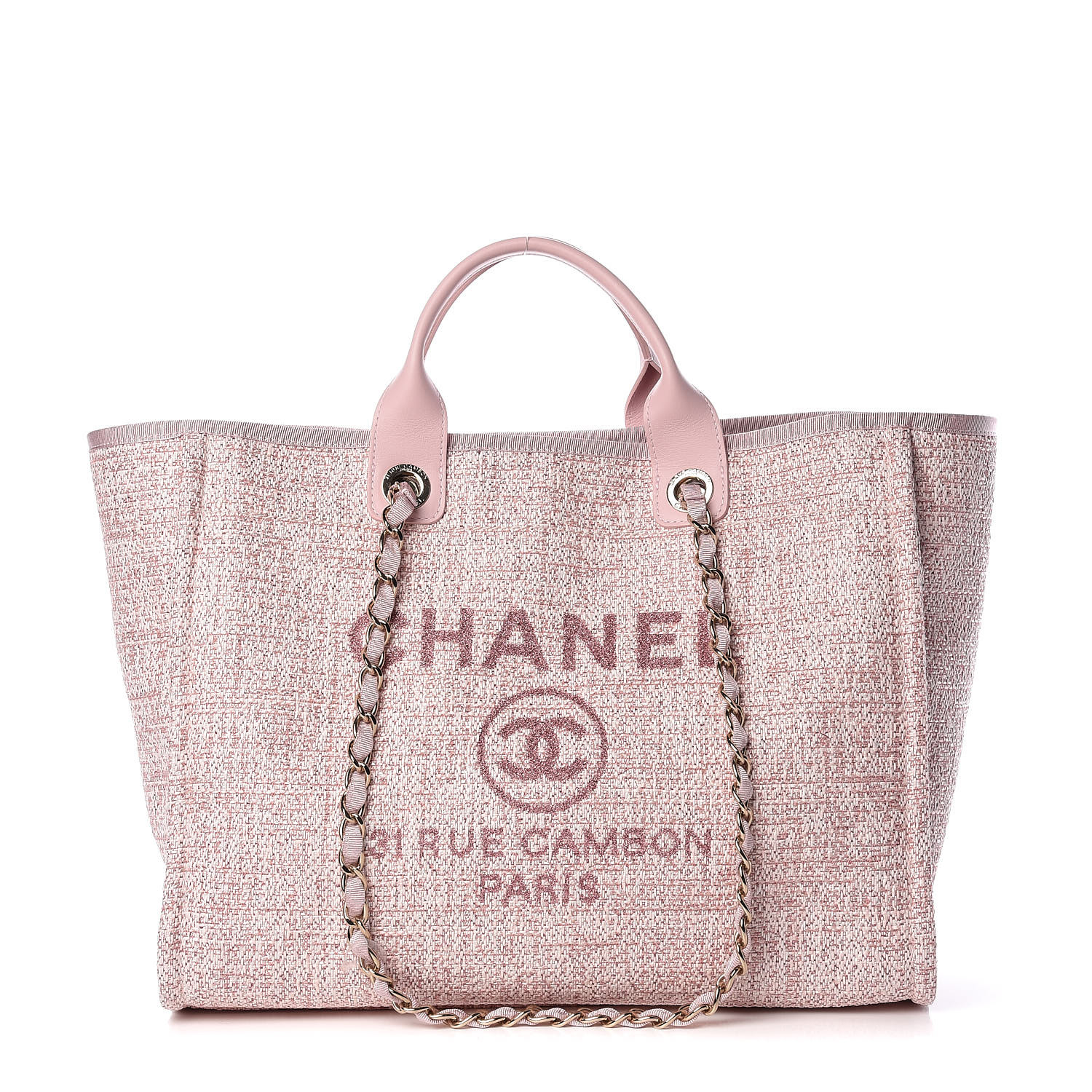 chanel straw lurex large deauville tote pink