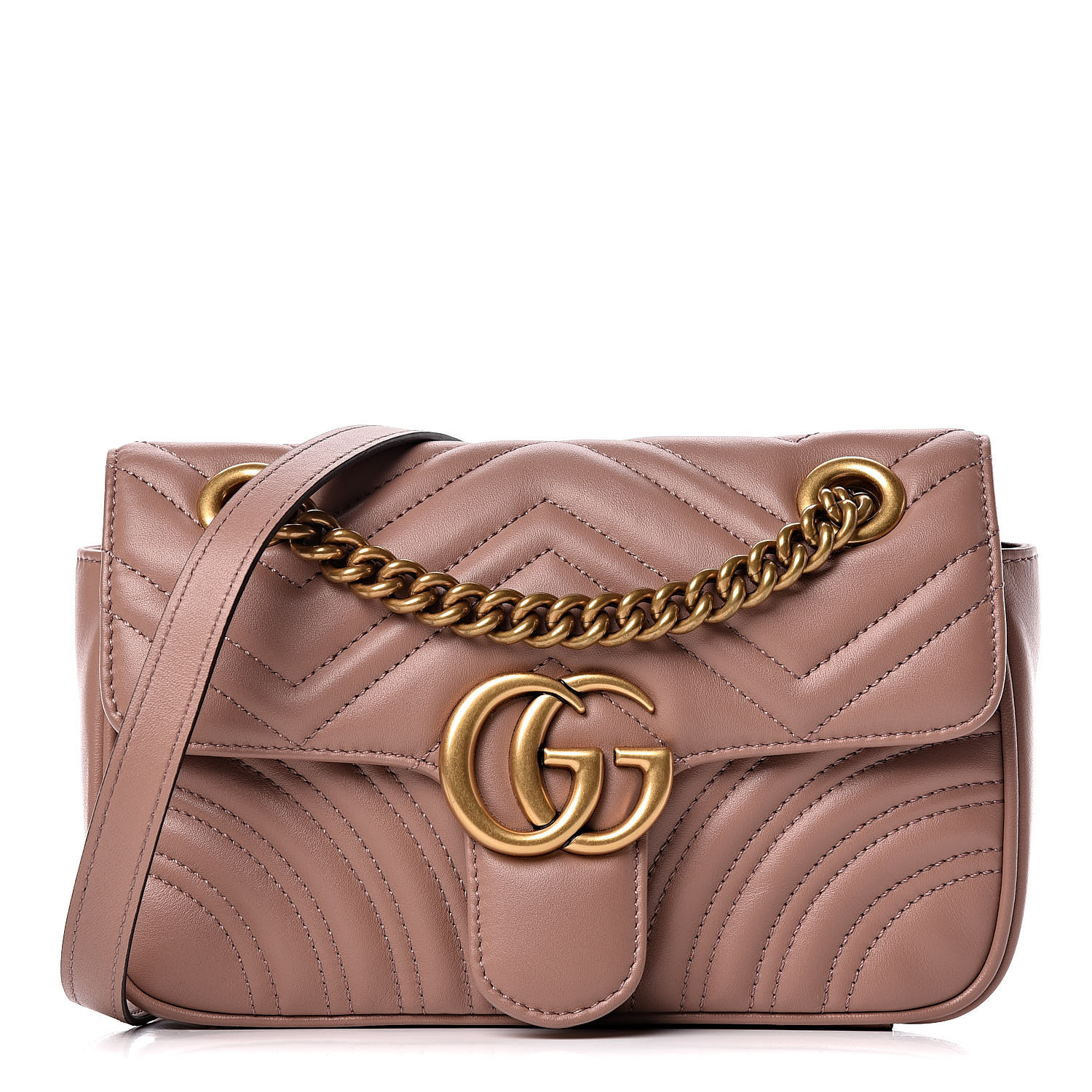 Gucci GG Marmont Mini Matelassé Nude Shoulder Bag 443496 