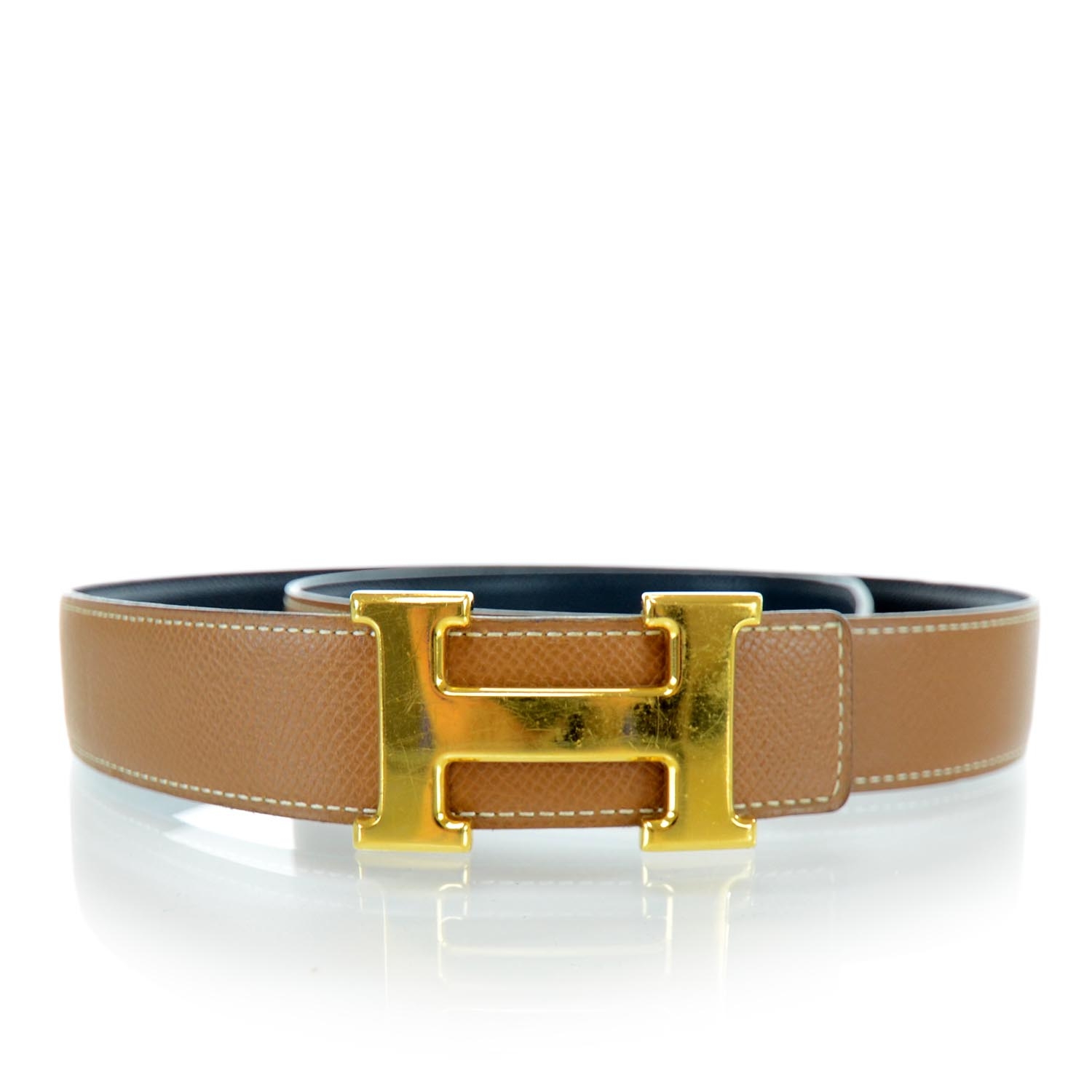 HERMES Epsom Reversible H Belt 90 Gold Black 28636