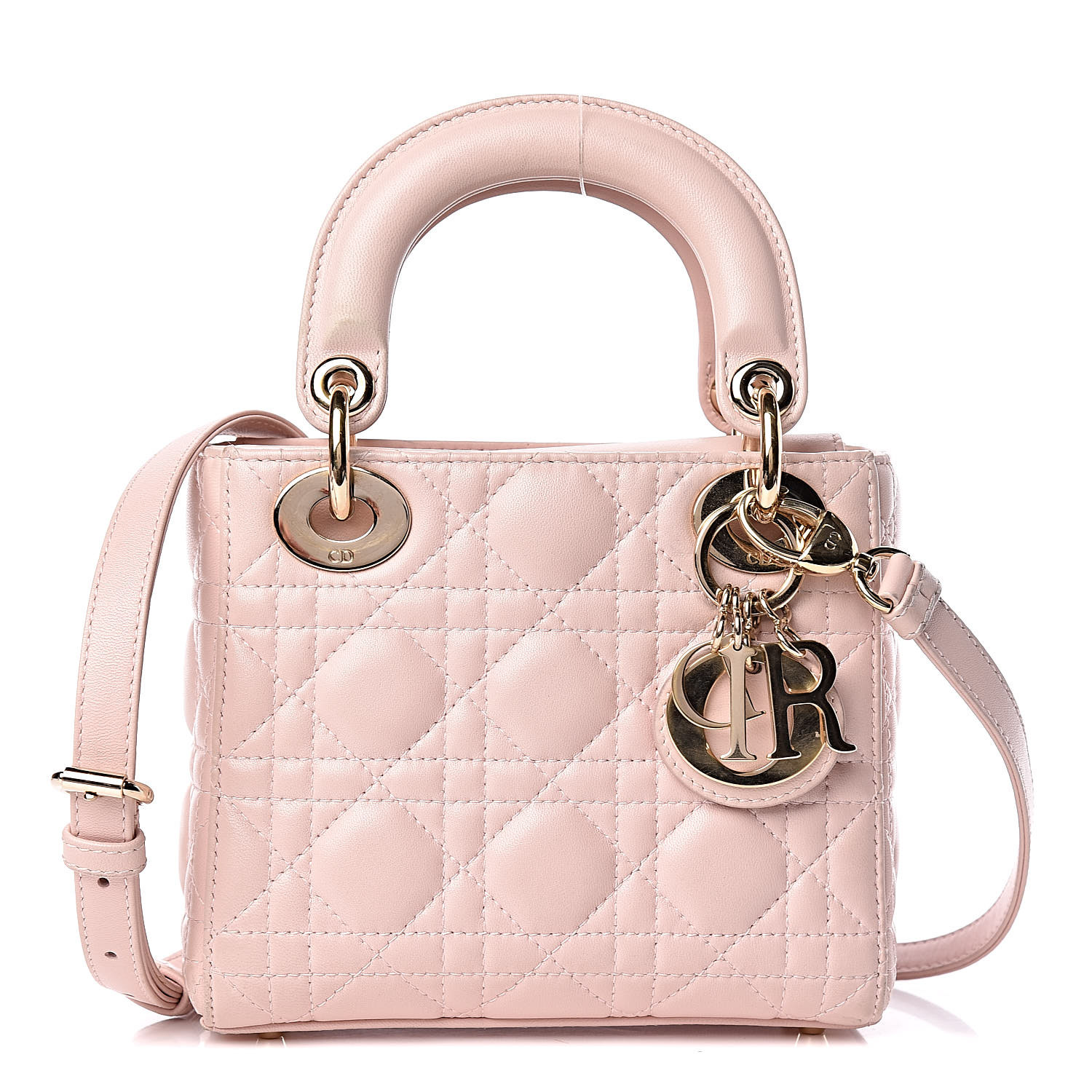 CHRISTIAN DIOR Lambskin Cannage Mini Lady Dior Light Pink 425602