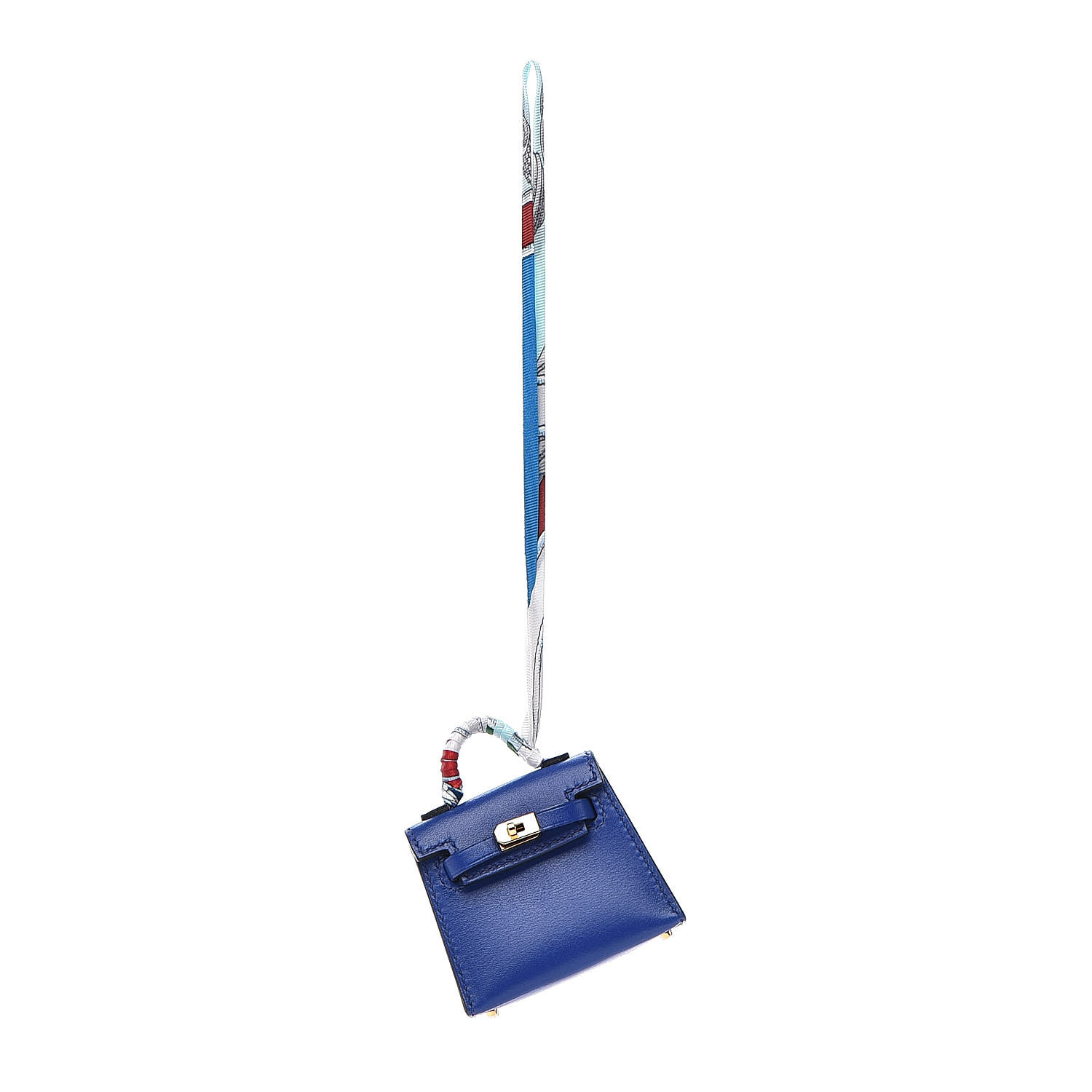 HERMES Tadelakt Mini Kelly Twilly Bag Charm Bleu Electrique 529445