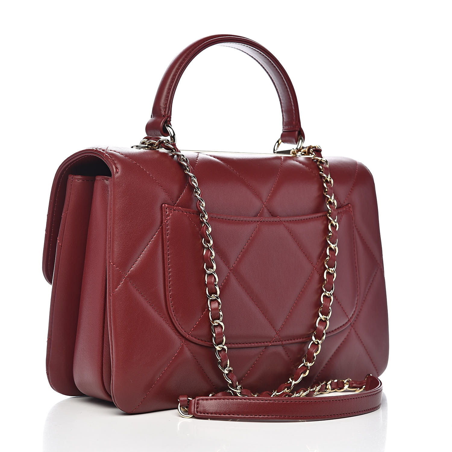 CHANEL Lambskin Quilted Medium Trendy CC Flap Dual Handle Bag Burgundy ...