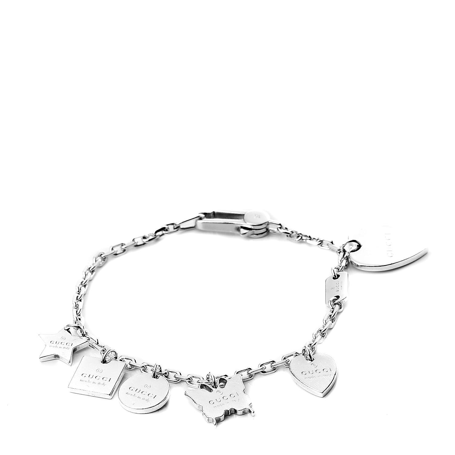 GUCCI Sterling Silver Trademark Charm Bracelet 531977 | FASHIONPHILE