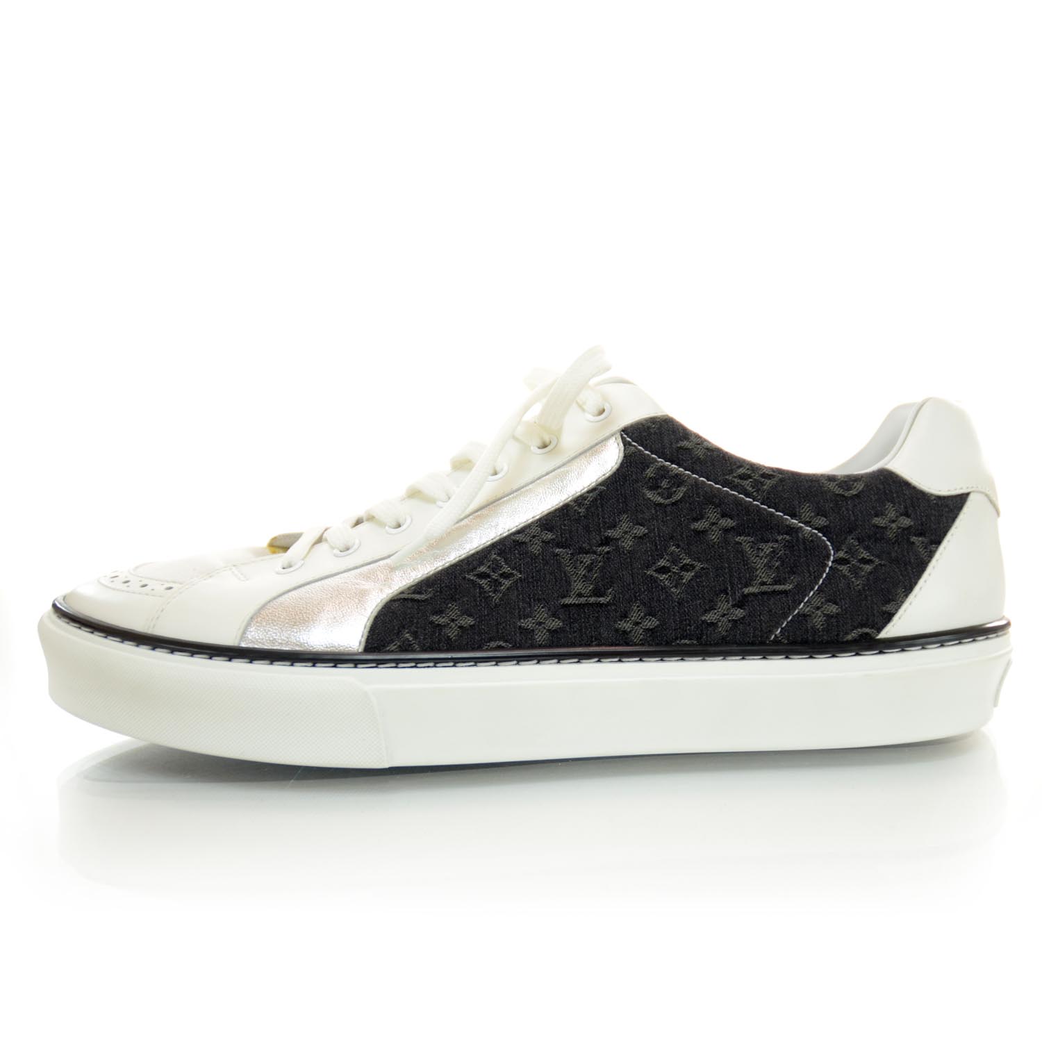 LOUIS VUITTON Denim Monogram Skate Low Sneakers 10 35090