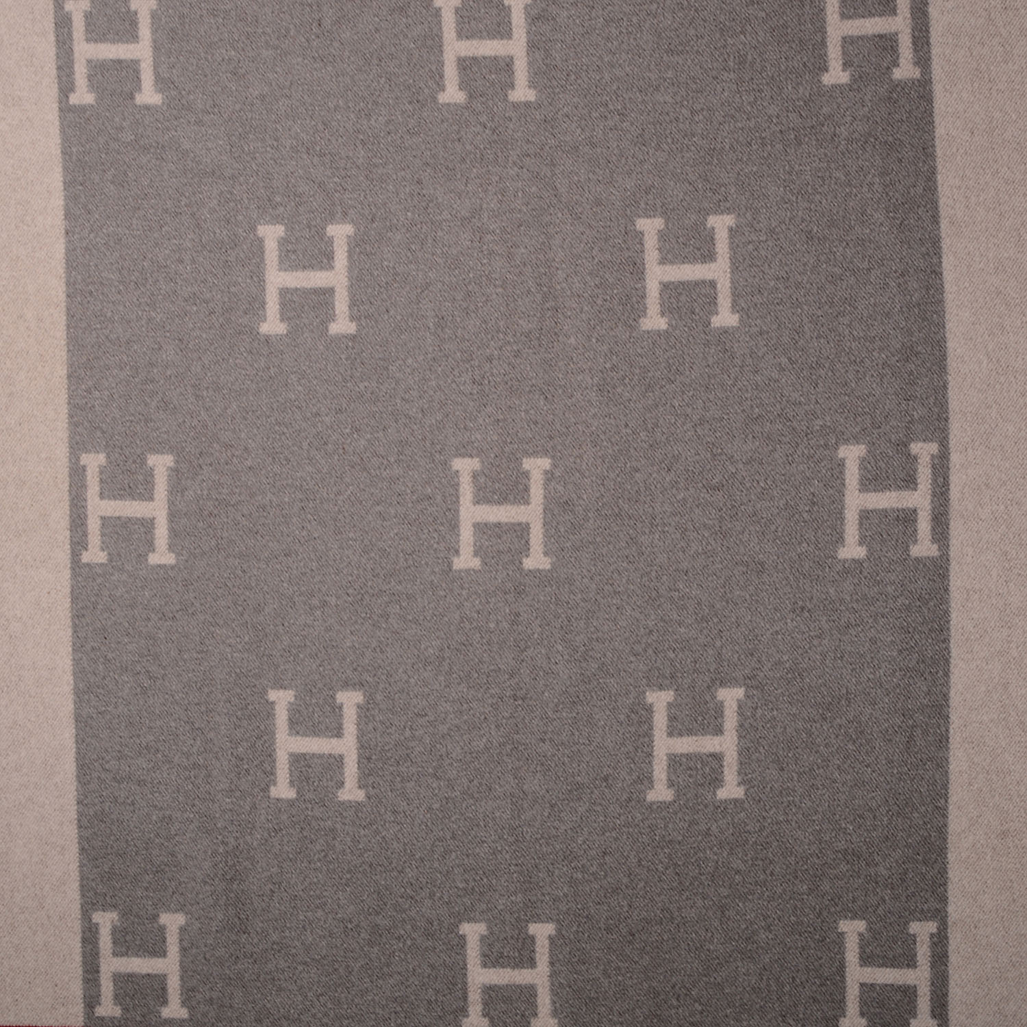 HERMES Wool Cashmere Signature Avalon Blanket Grey 66449 FASHIONPHILE