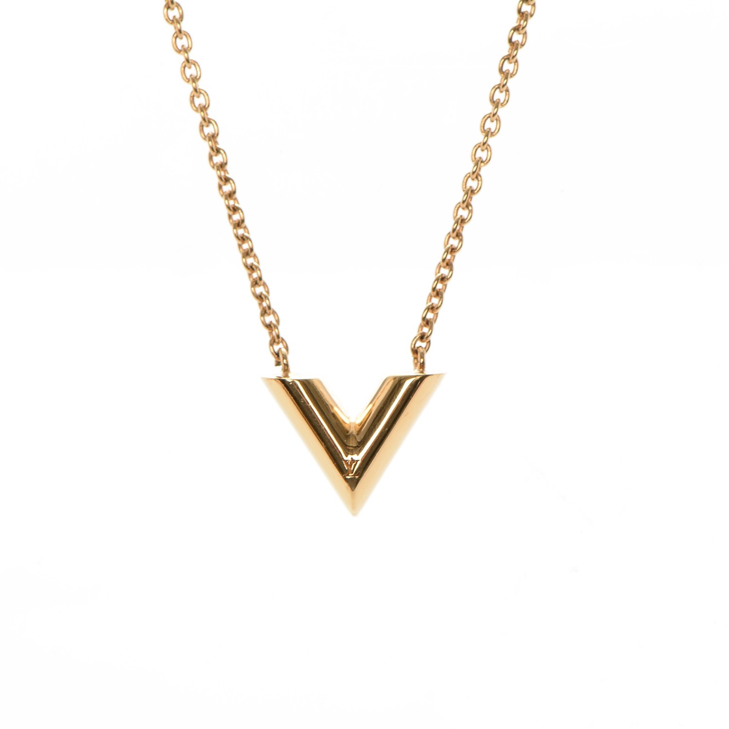 LOUIS VUITTON Essential V Necklace Gold 188223