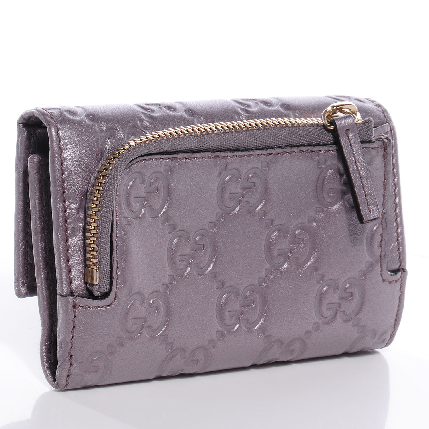 GUCCI Metallic Guccissima Lovely 6 Key Holder Wallet Purple 63697