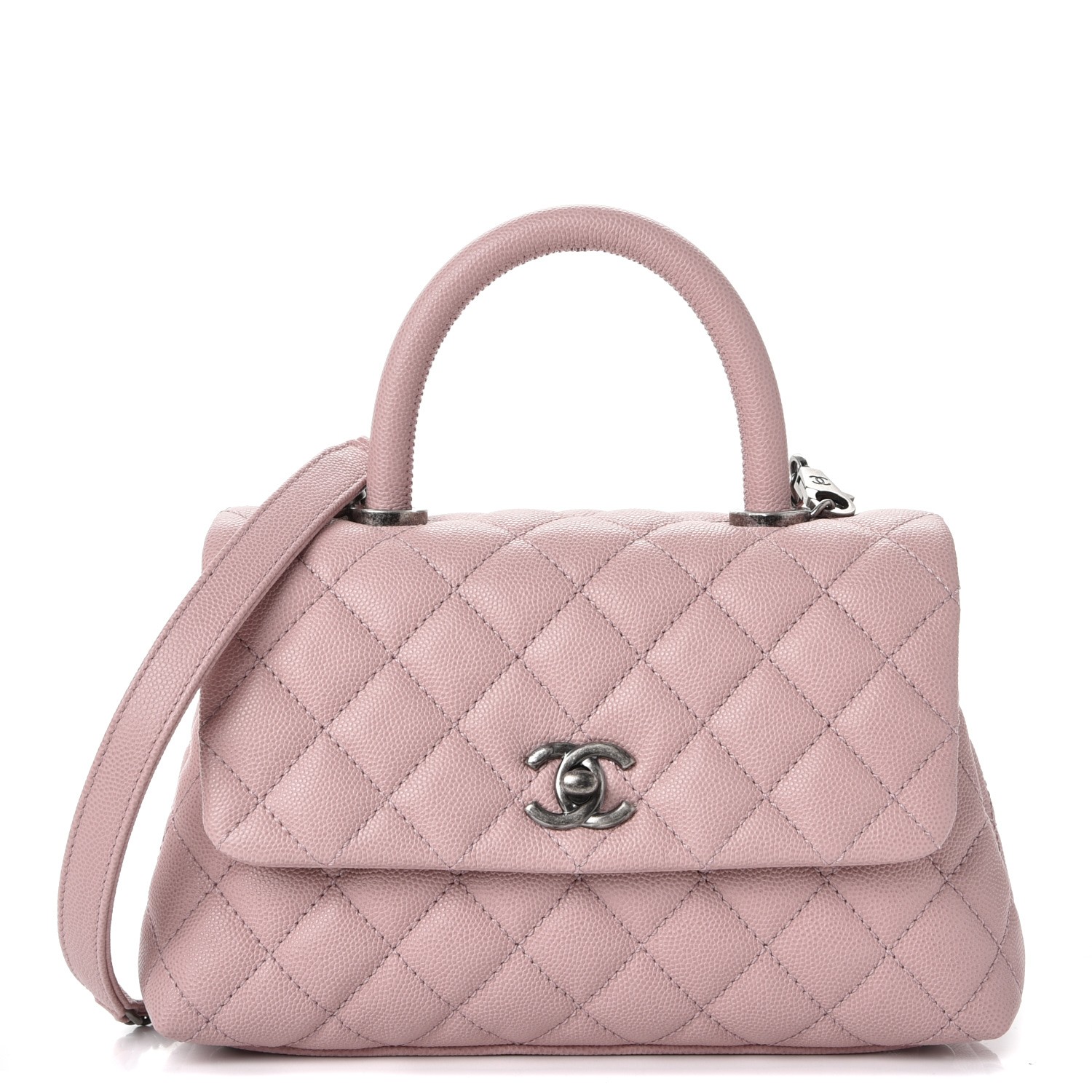 CHANEL Caviar Quilted Mini Coco Handle Flap Pink 239729