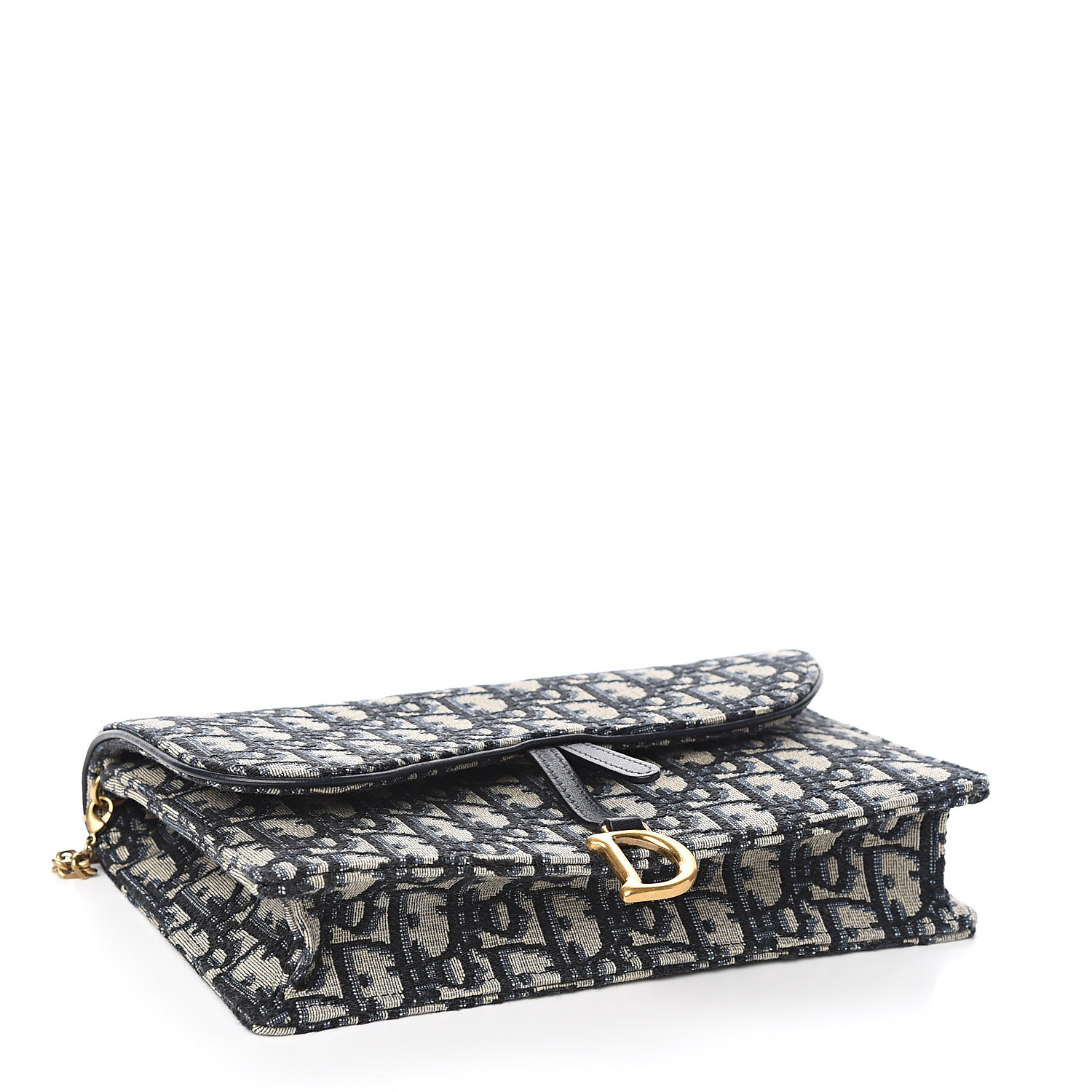 dior saddle wallet chain