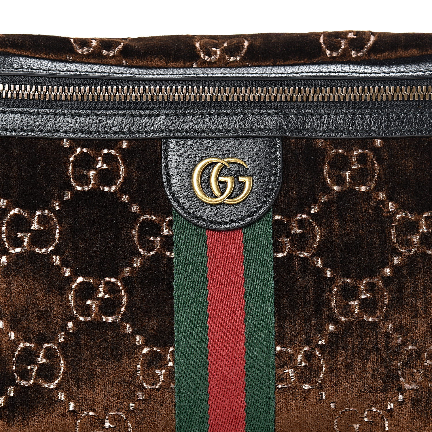 GUCCI GG Monogram Velvet Belt Bag Brown 537017
