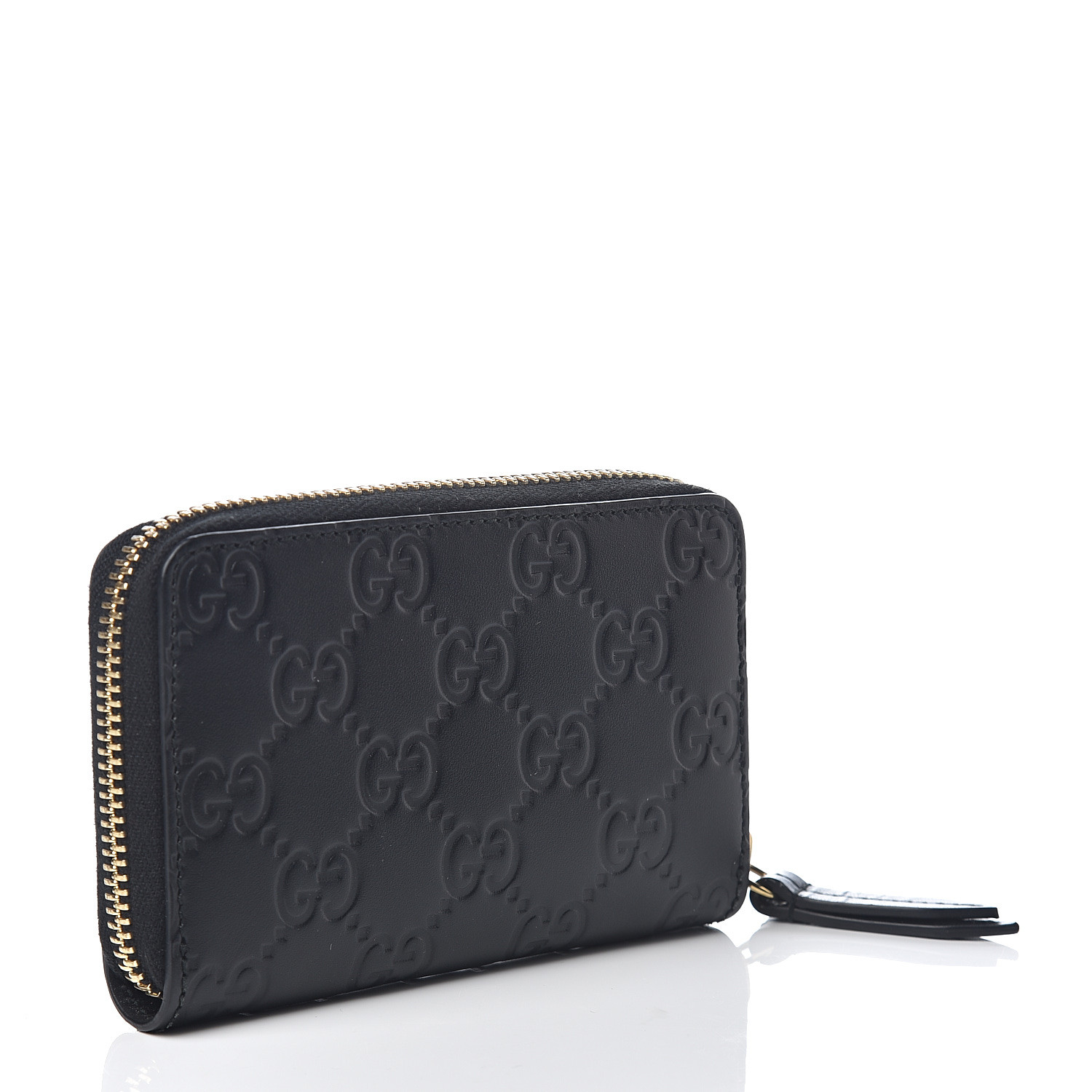 GUCCI Guccissima Zip Around Card Case Black 540181