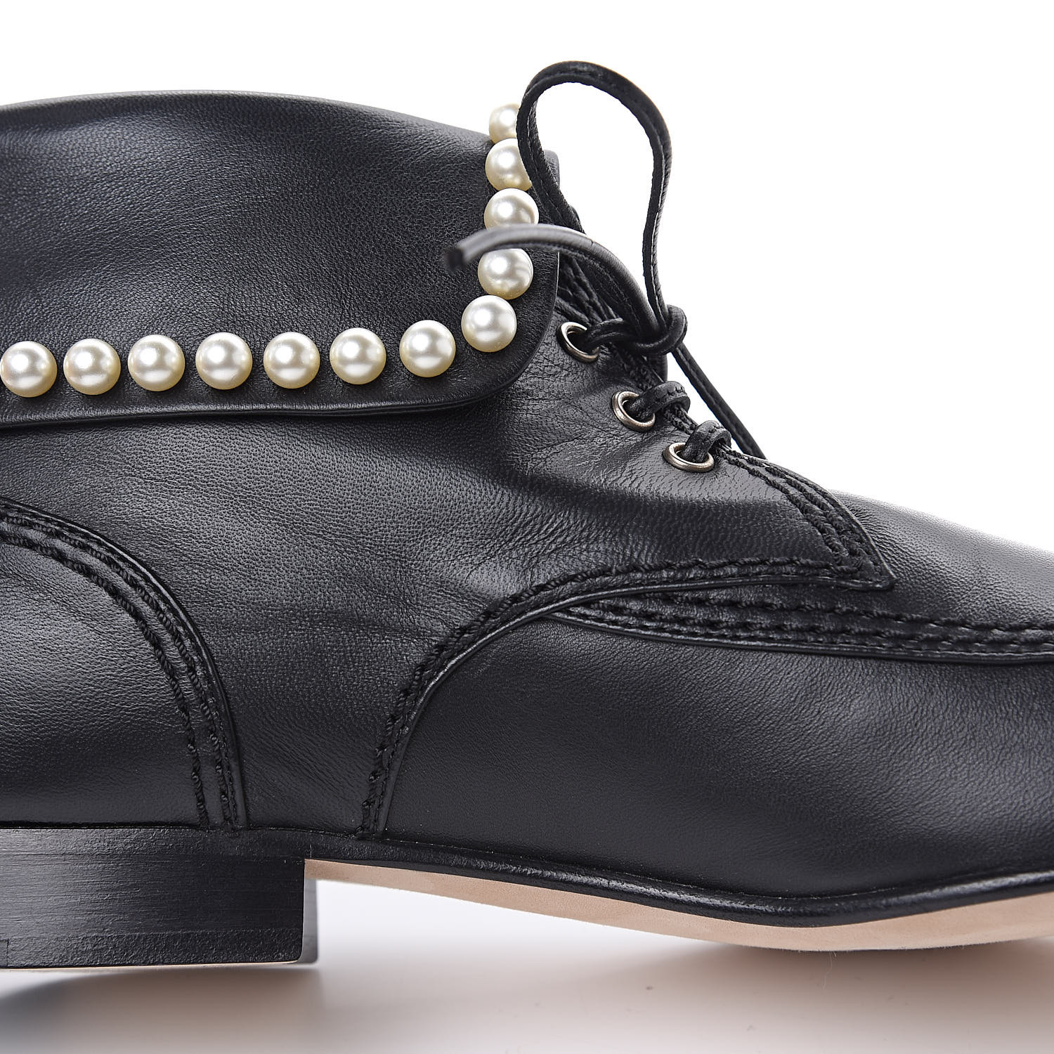 chanel calfskin lace up boots
