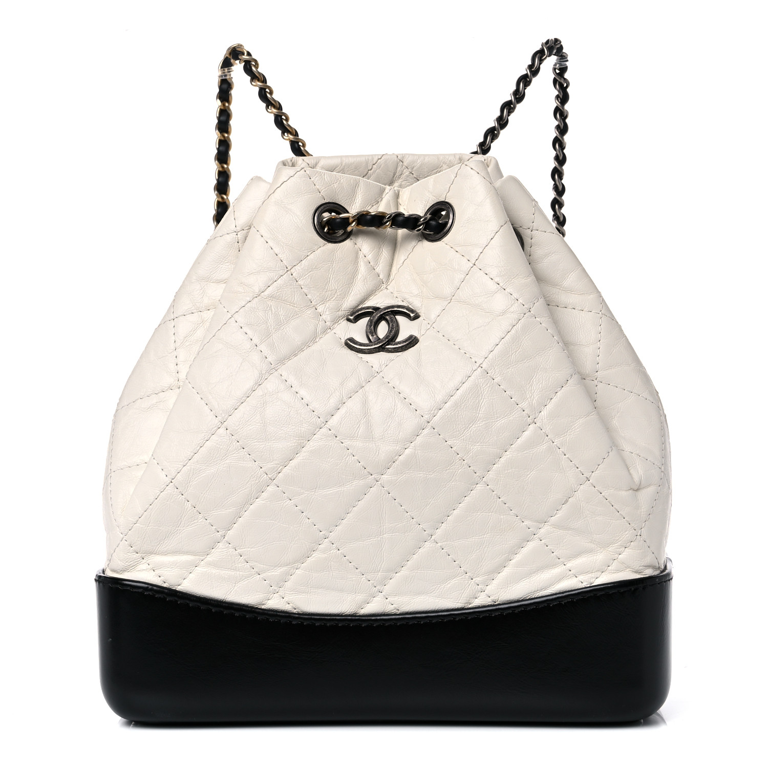 chanel gabrielle backpack black and white