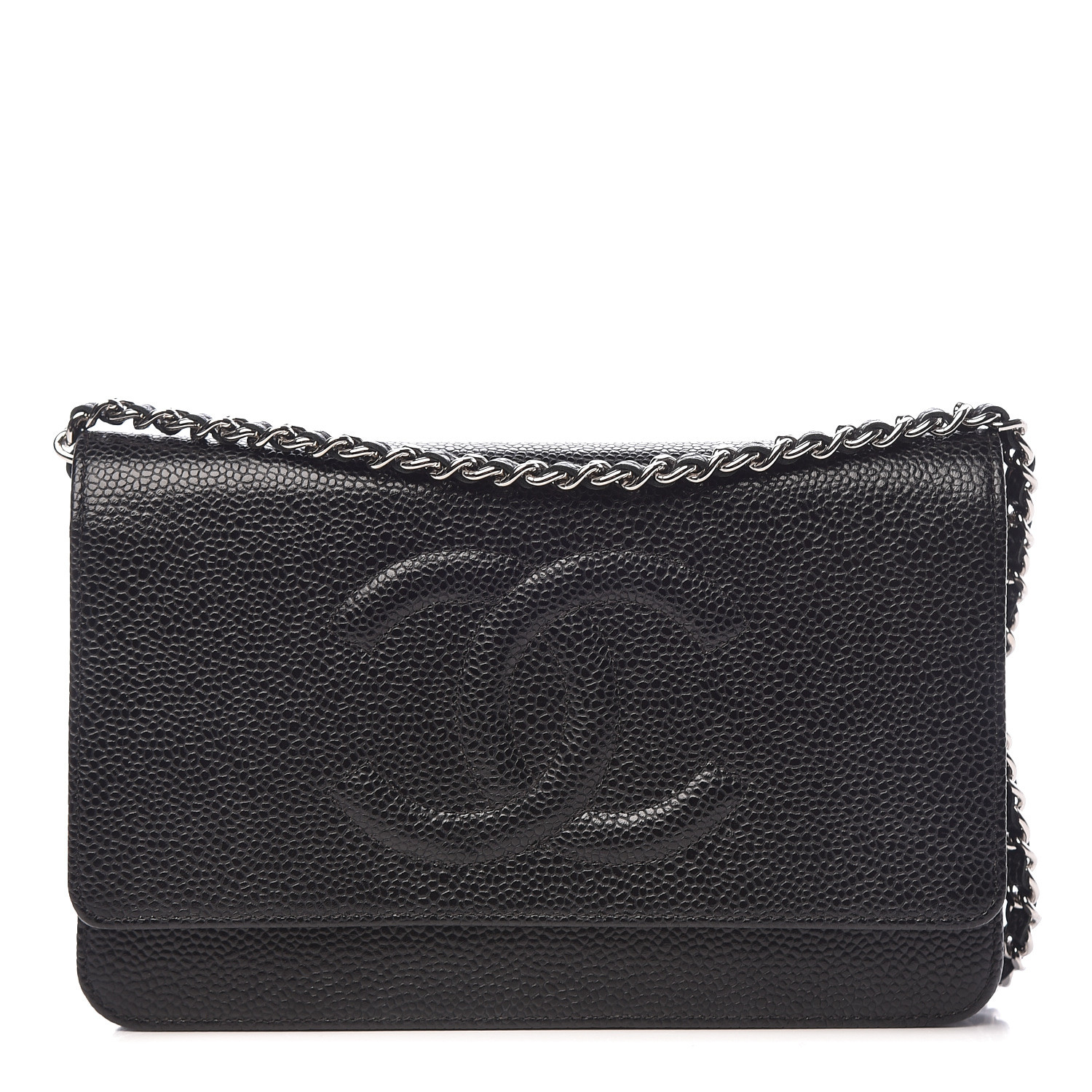 CHANEL Caviar Timeless CC Wallet On Chain WOC Black 471531