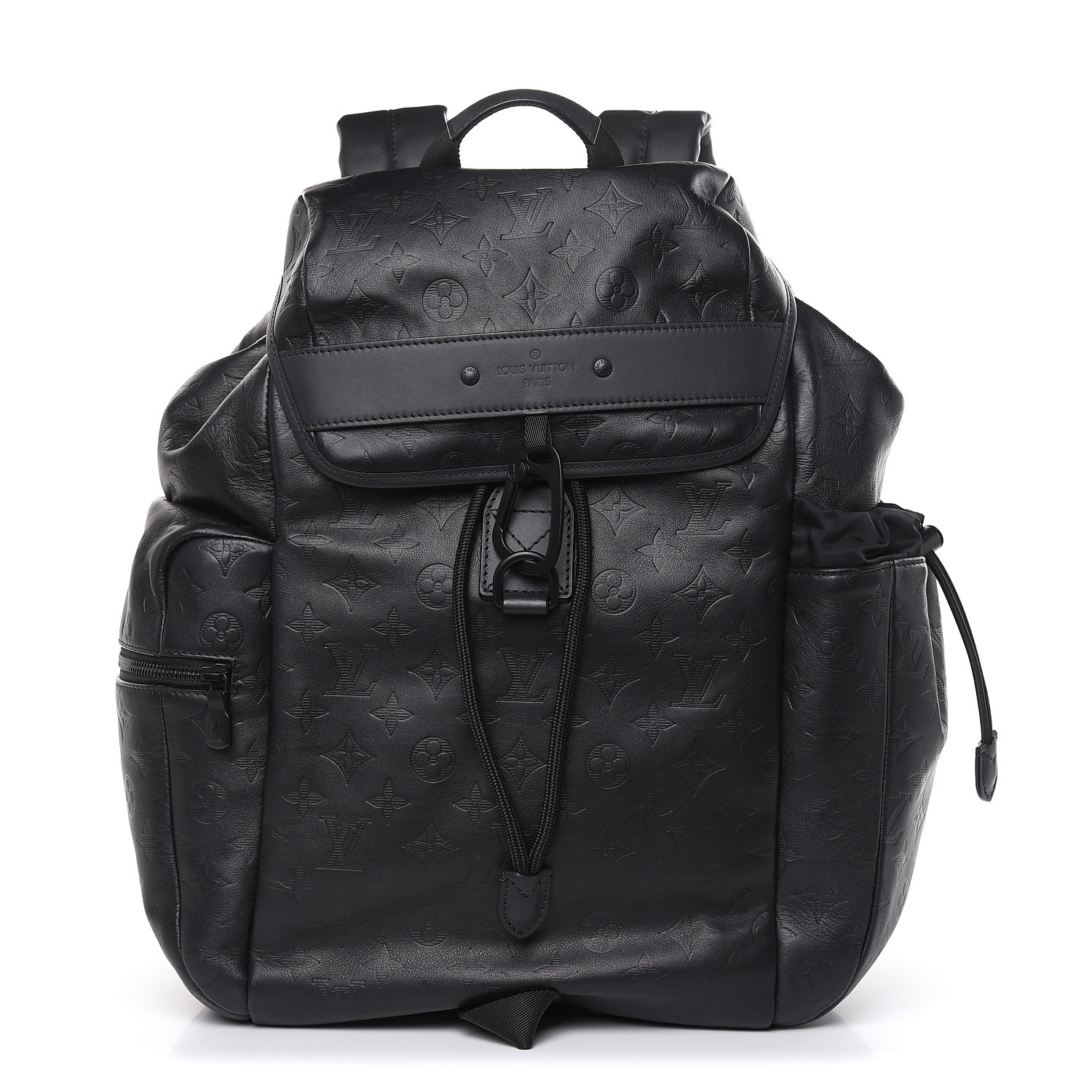 LOUIS VUITTON Calfskin Monogram Shadow Discovery Backpack Black 472112