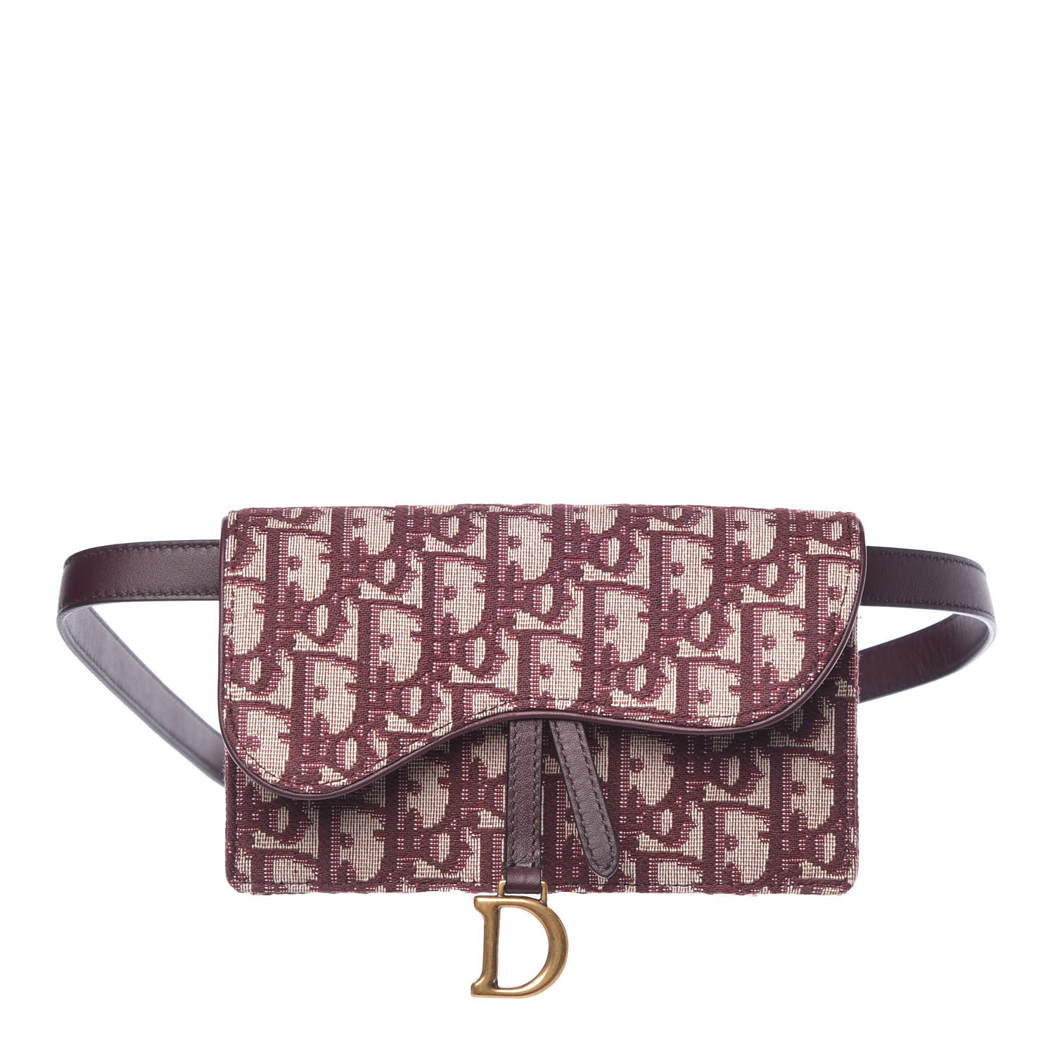 CHRISTIAN DIOR Oblique Saddle Belt Bag Bordeaux 344385