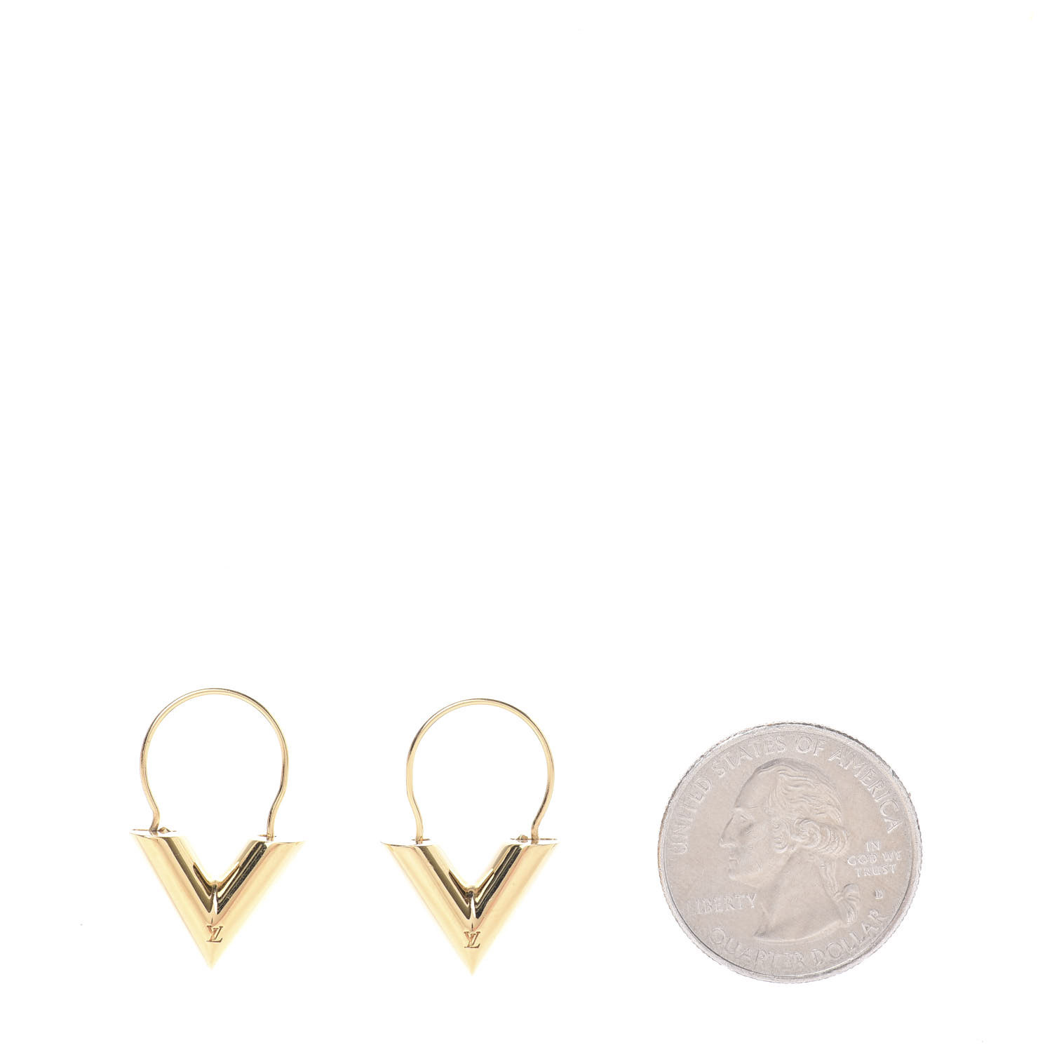 LOUIS VUITTON Brass Essential V Hoop Earrings Gold 166052