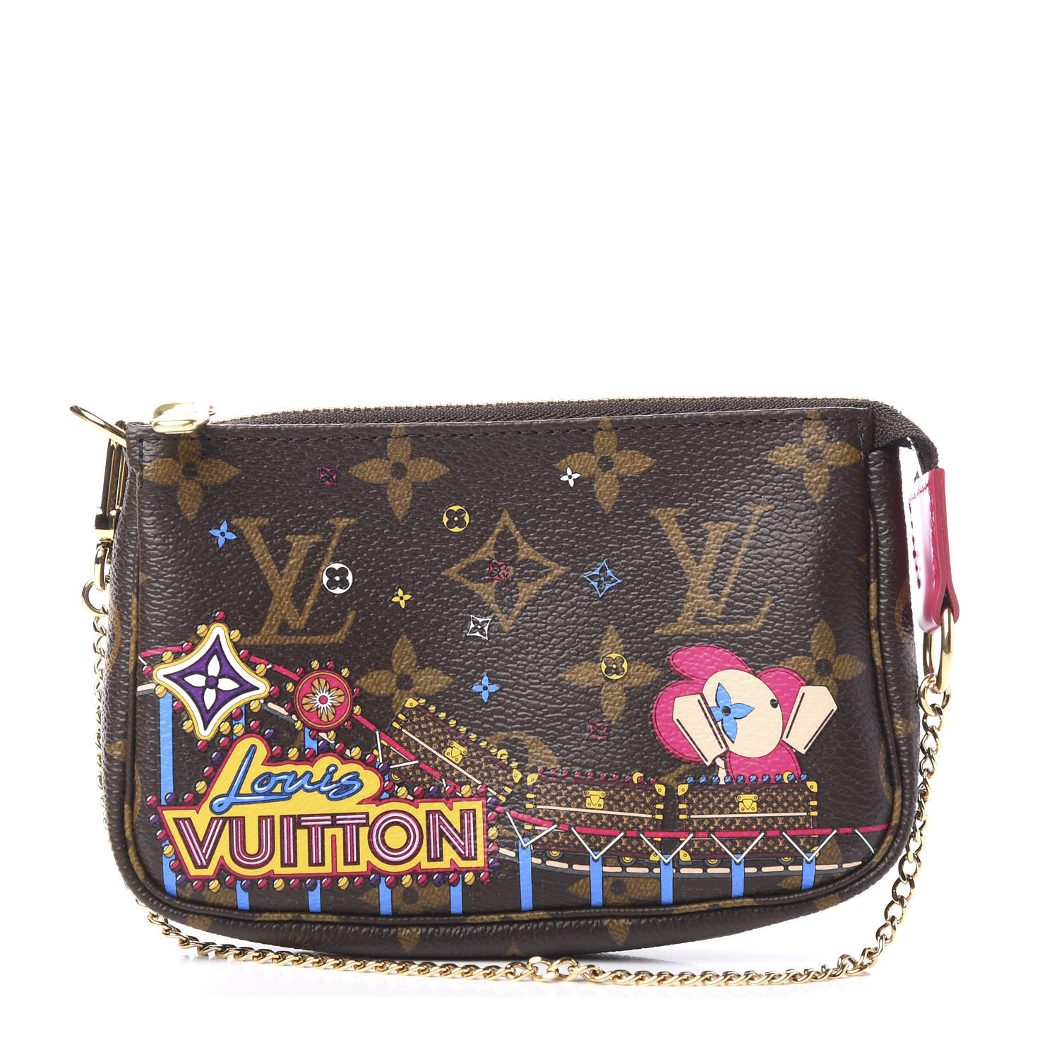 LOUIS VUITTON Mini Pochette Christmas Monogram Canvas Accessoires Pouc