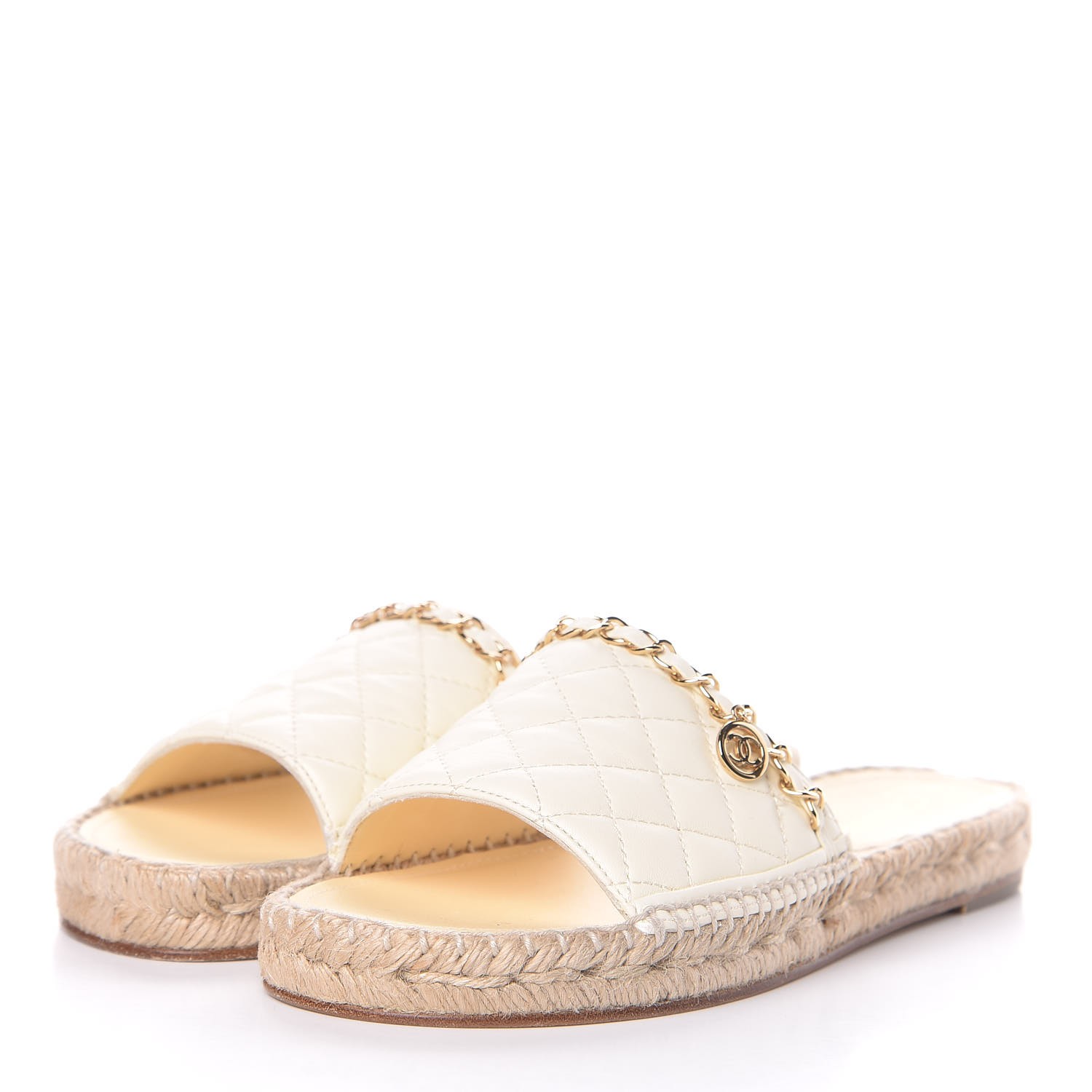 chanel lambskin white sandals