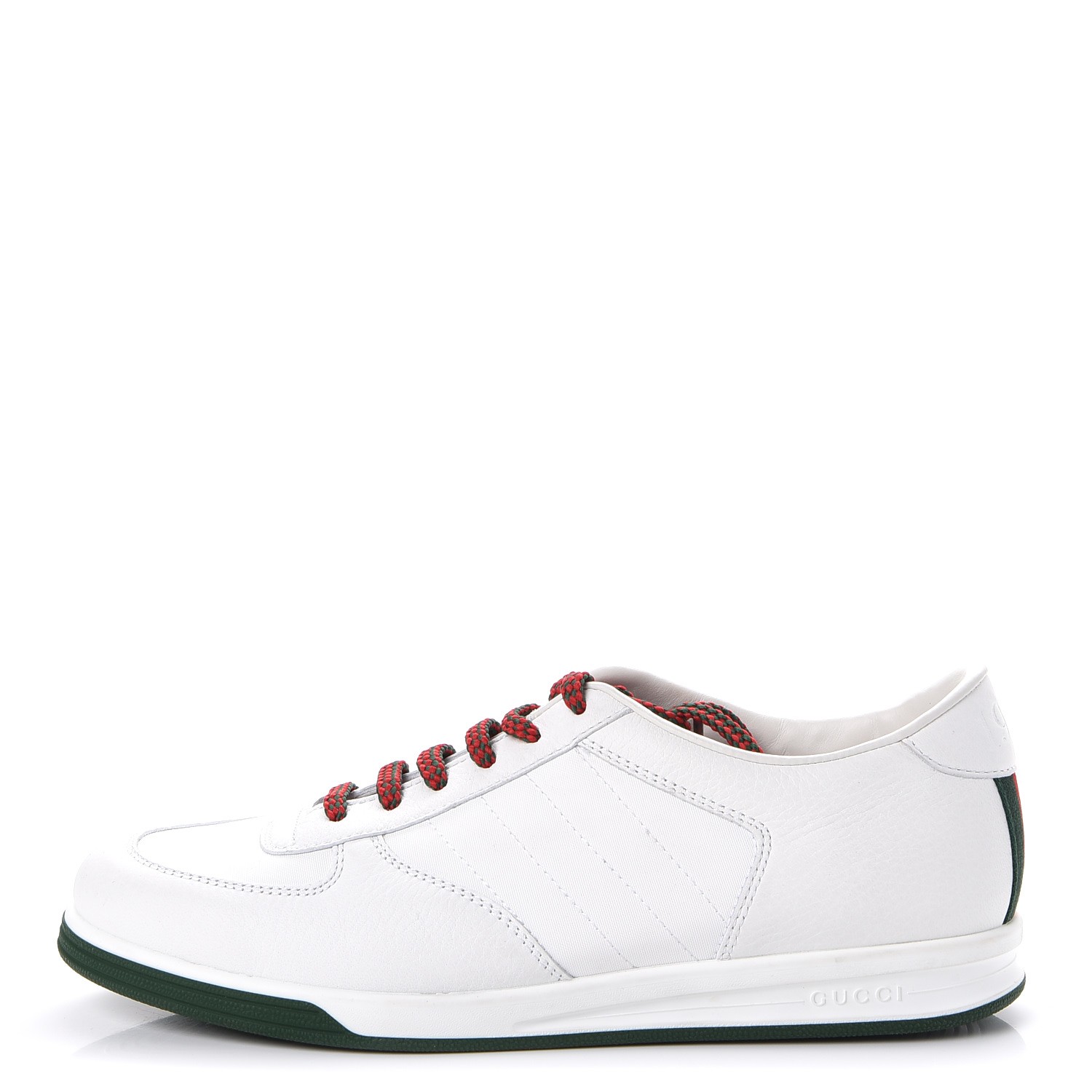 GUCCI Calfskin 1984 Web Sneakers 37.5 White 247936