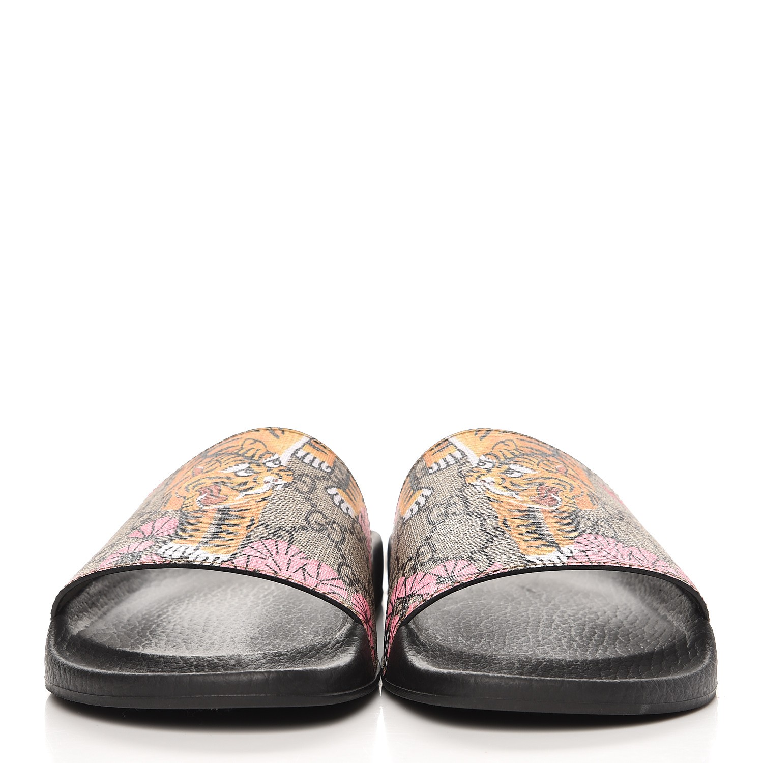 GUCCI GG Supreme Monogram Bengal Slide Sandals Beige 39 Pink 247764