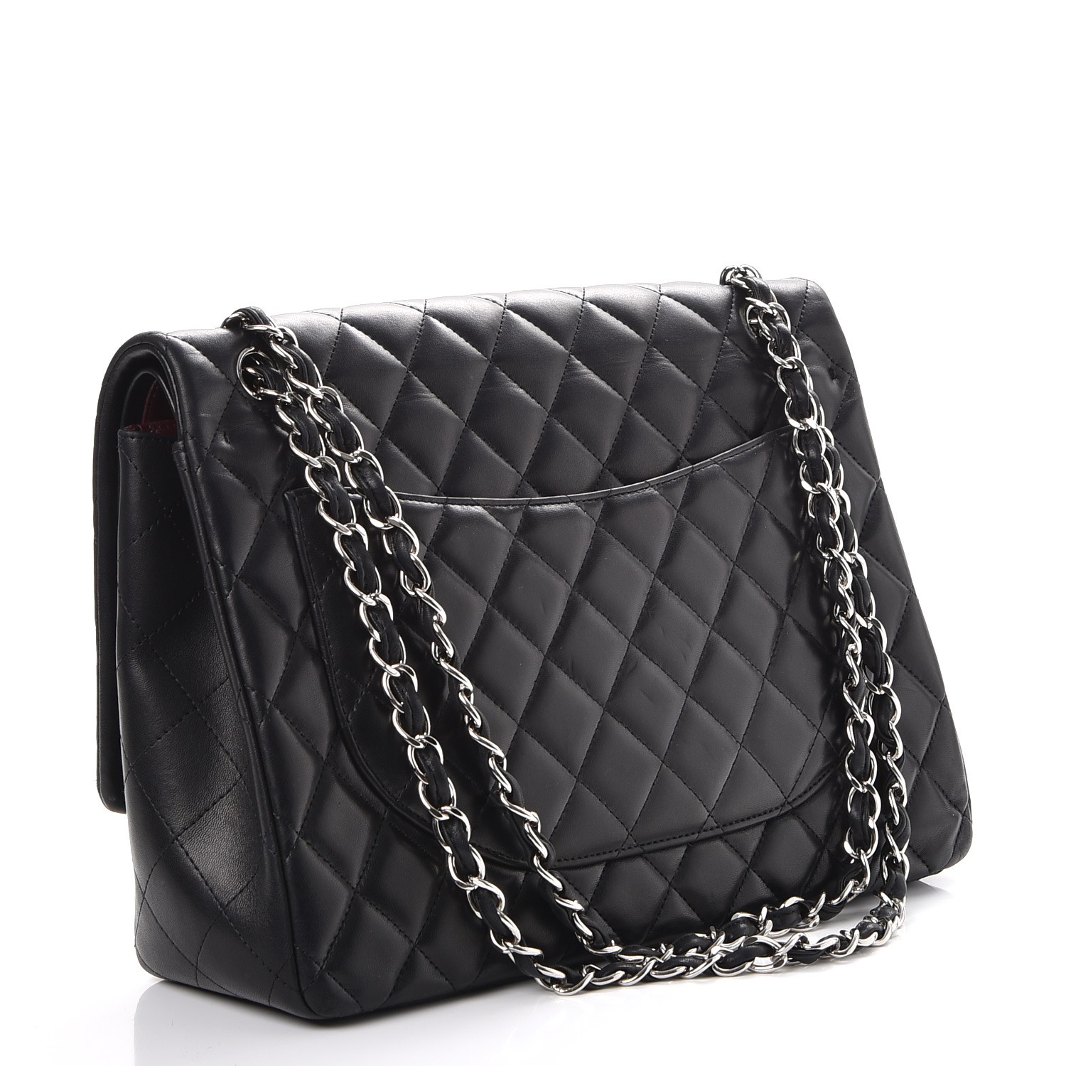 CHANEL Lambskin Quilted Maxi Double Flap Black 248191