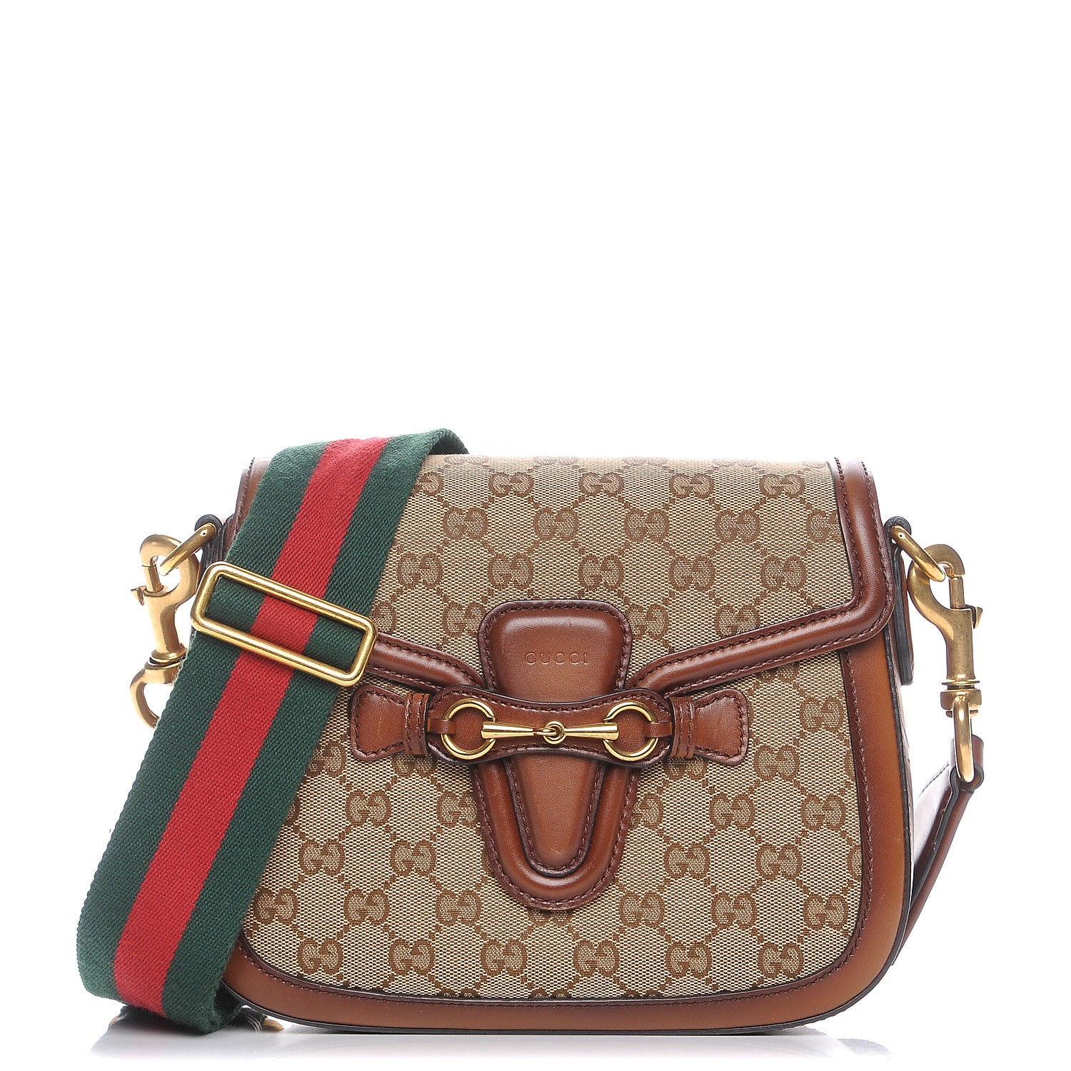 GUCCI Monogram Medium Lady Web Shoulder Bag Brown 232403