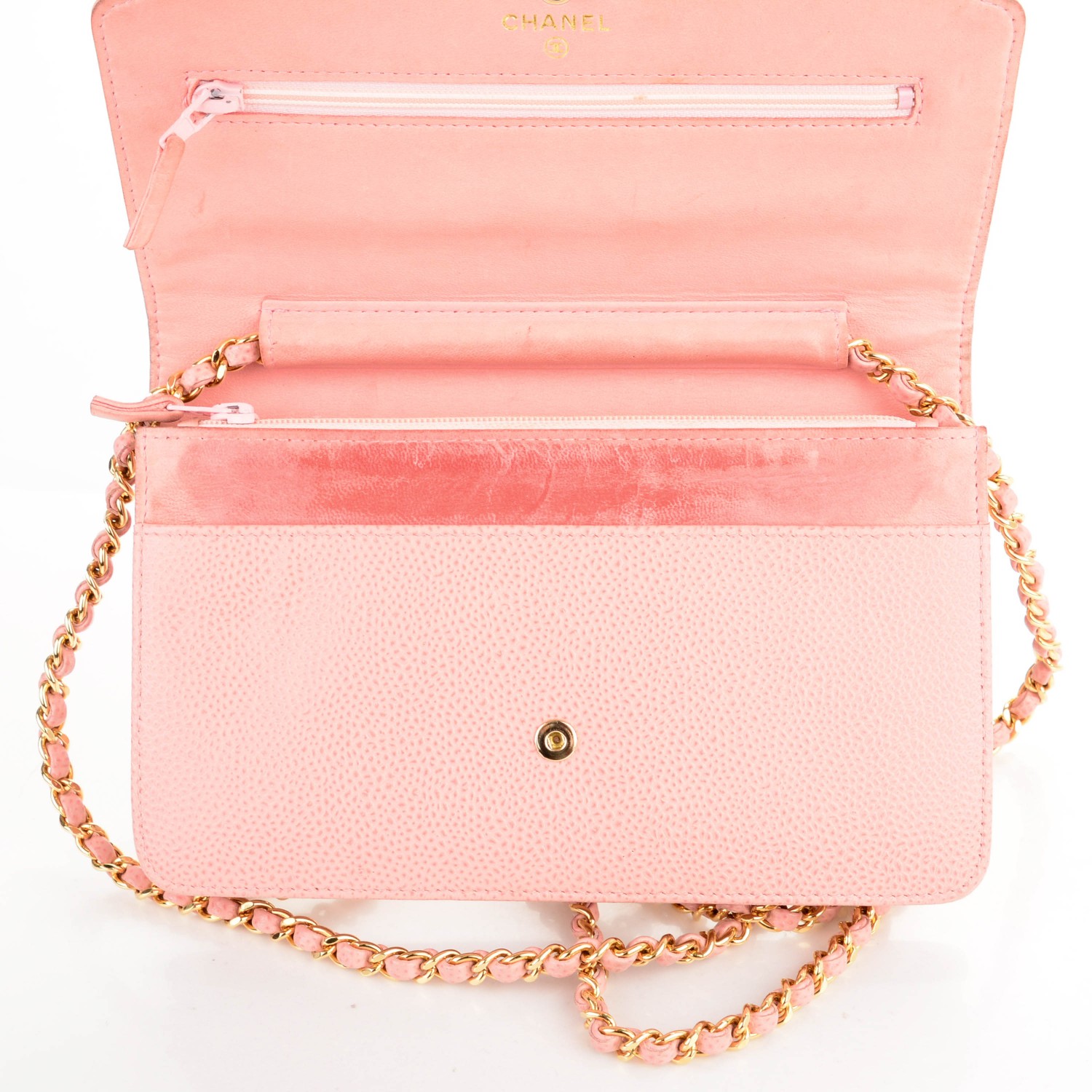 CHANEL Caviar Timeless CC Wallet On Chain WOC Pink 167926