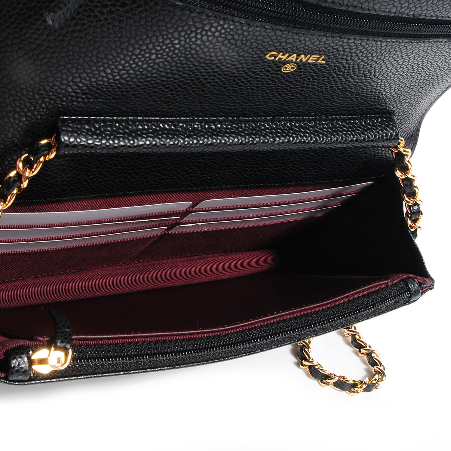 CHANEL Caviar Quilted Wallet on Chain WOC Black 64728 FASHIONPHILE