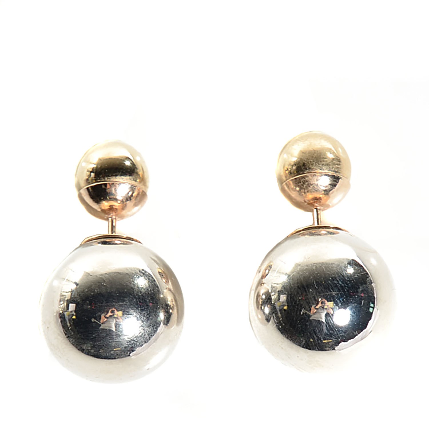 CHRISTIAN DIOR Mise En Dior Tribal Earrings Silver Gold 105930