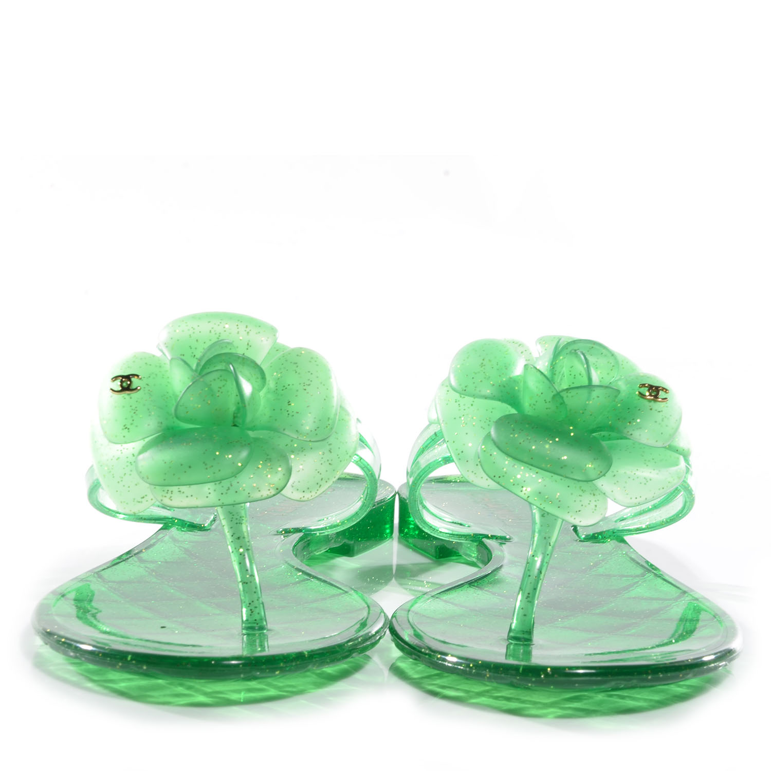 CHANEL Jelly Aloha Sandals 36 Green 69942