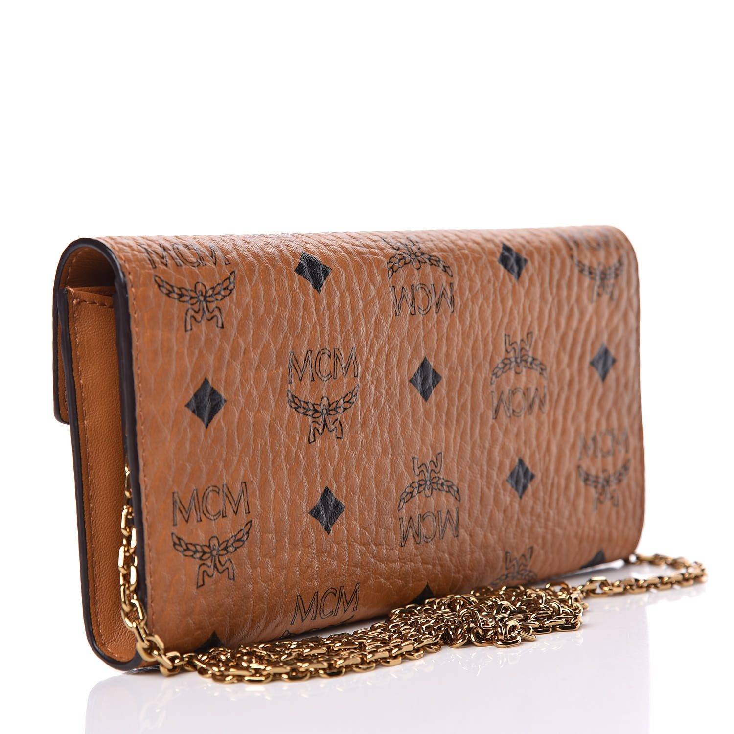 mcm coated canvas wallet on a chain